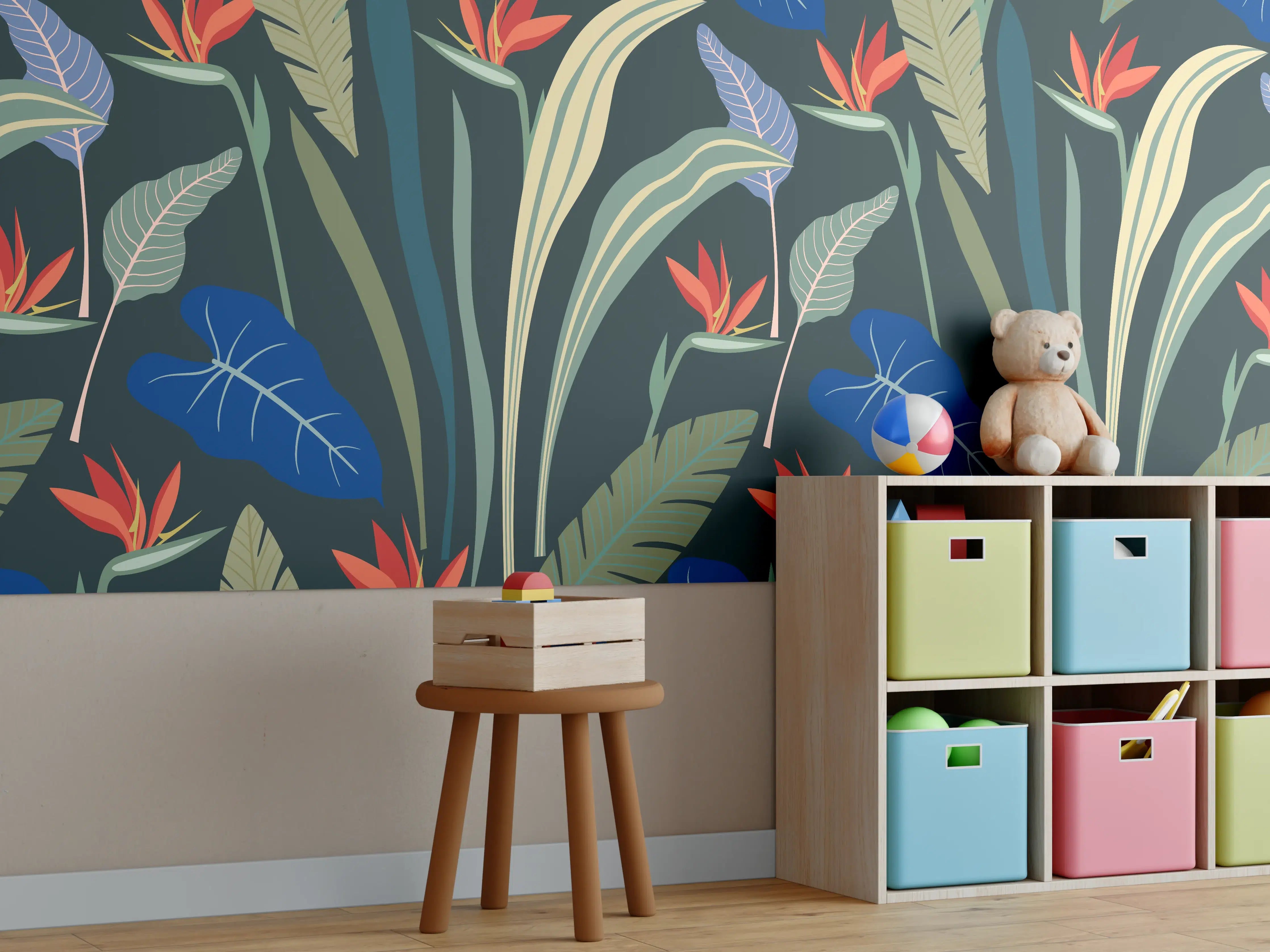 Kinderzimmer Wandgestaltung - Strelitzia Tropische Blütenpracht