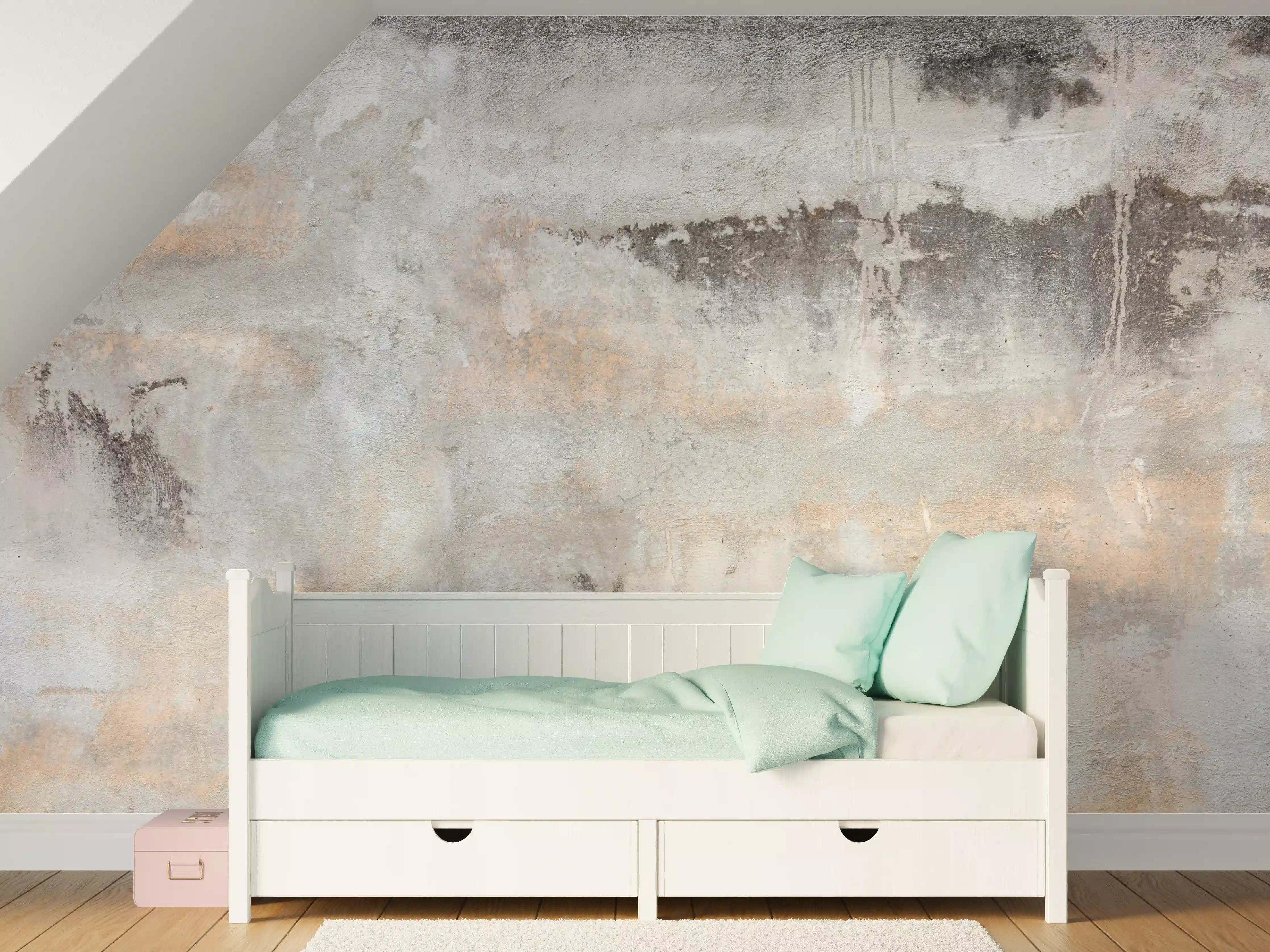 Kinderzimmer Wandgestaltung - Strukturelle Betonwand mit Grau-Tönen