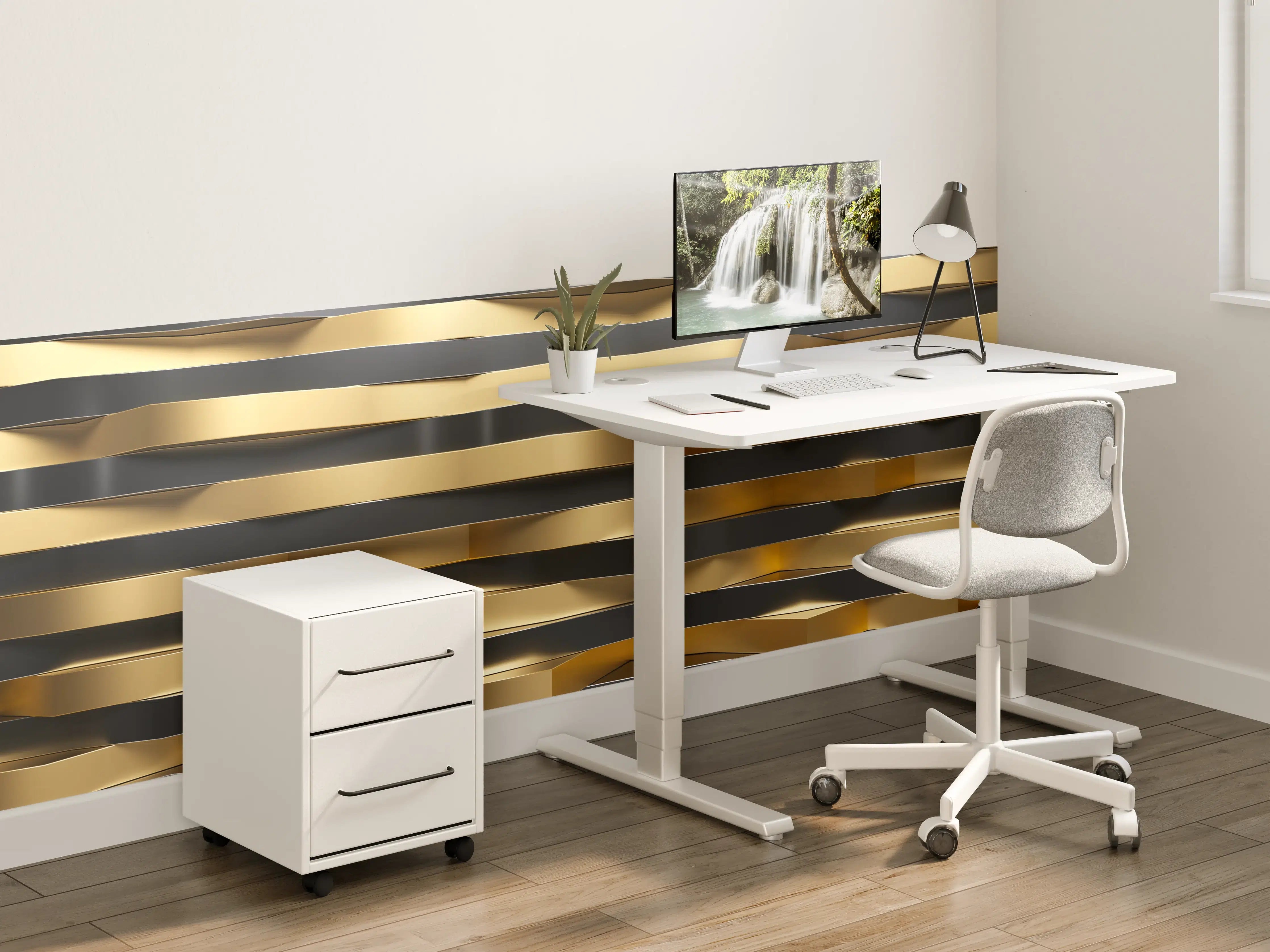 Kinderzimmer Wandgestaltung - Strukturiertes Wanddesign in Gold und Schwarz