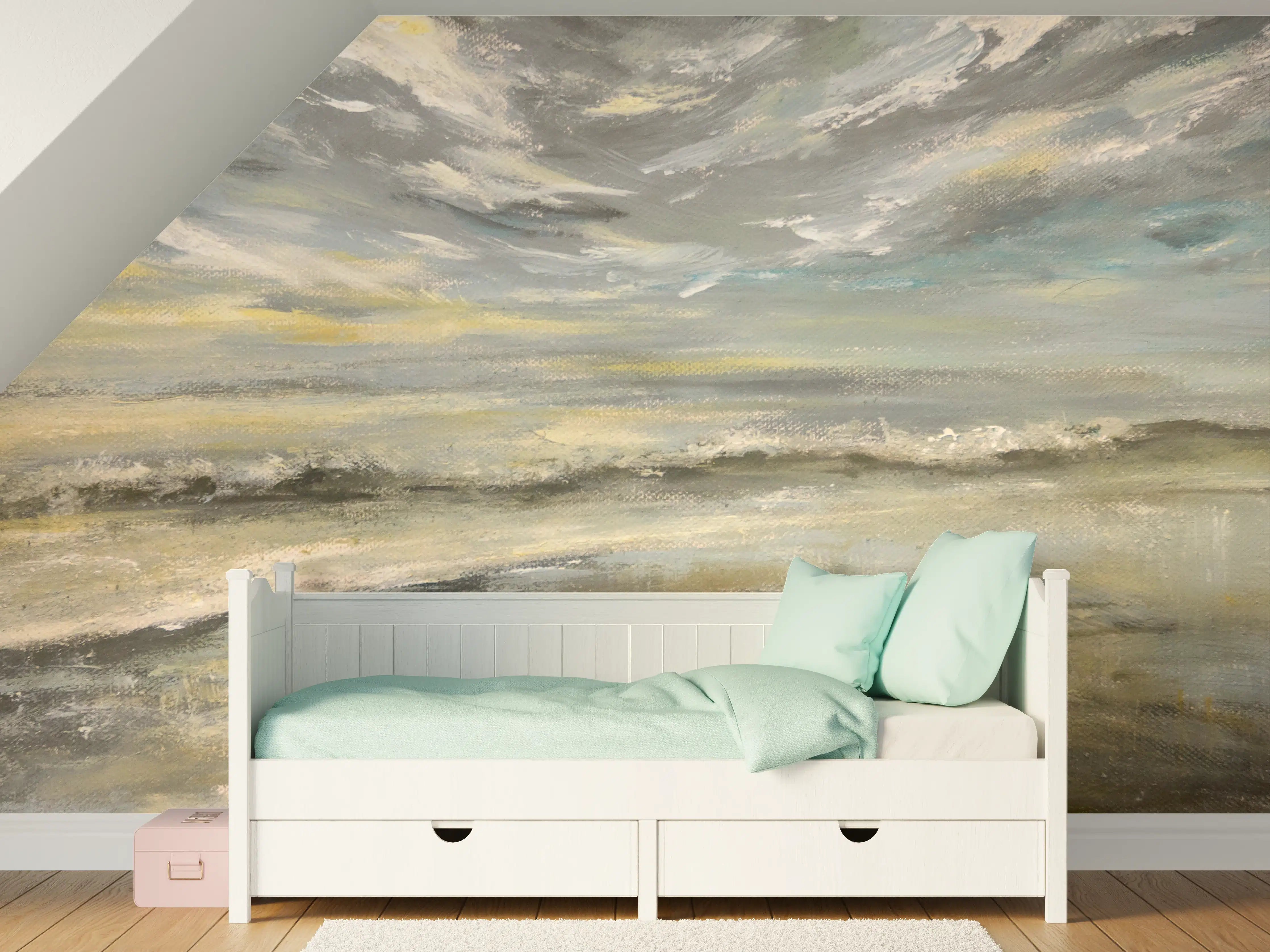 Kinderzimmer Wandgestaltung - Stürmischer Meereshimmel mit Wellen