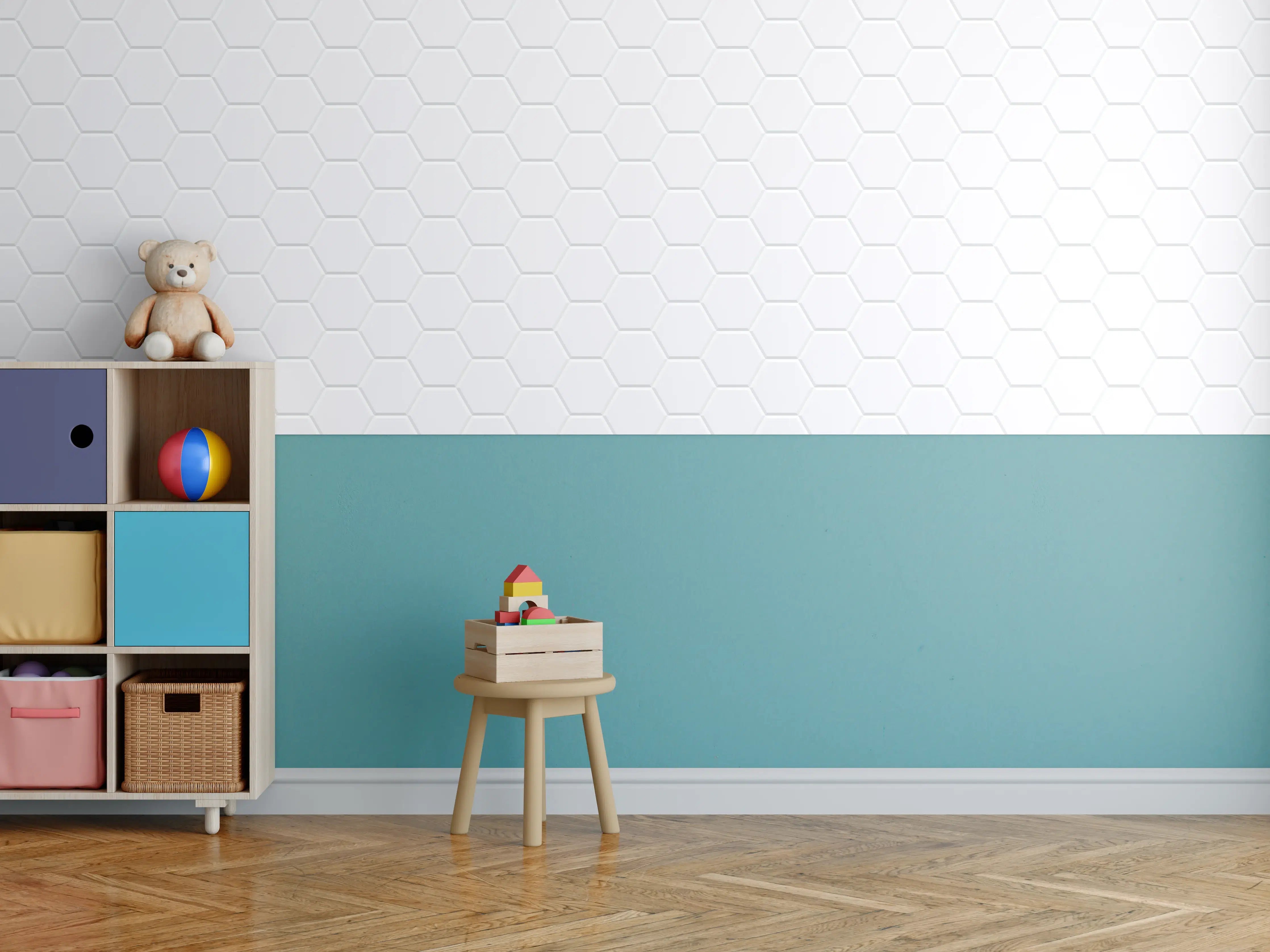 Kinderzimmer Wandgestaltung - Stylische Weiß-Grau Wandtextur