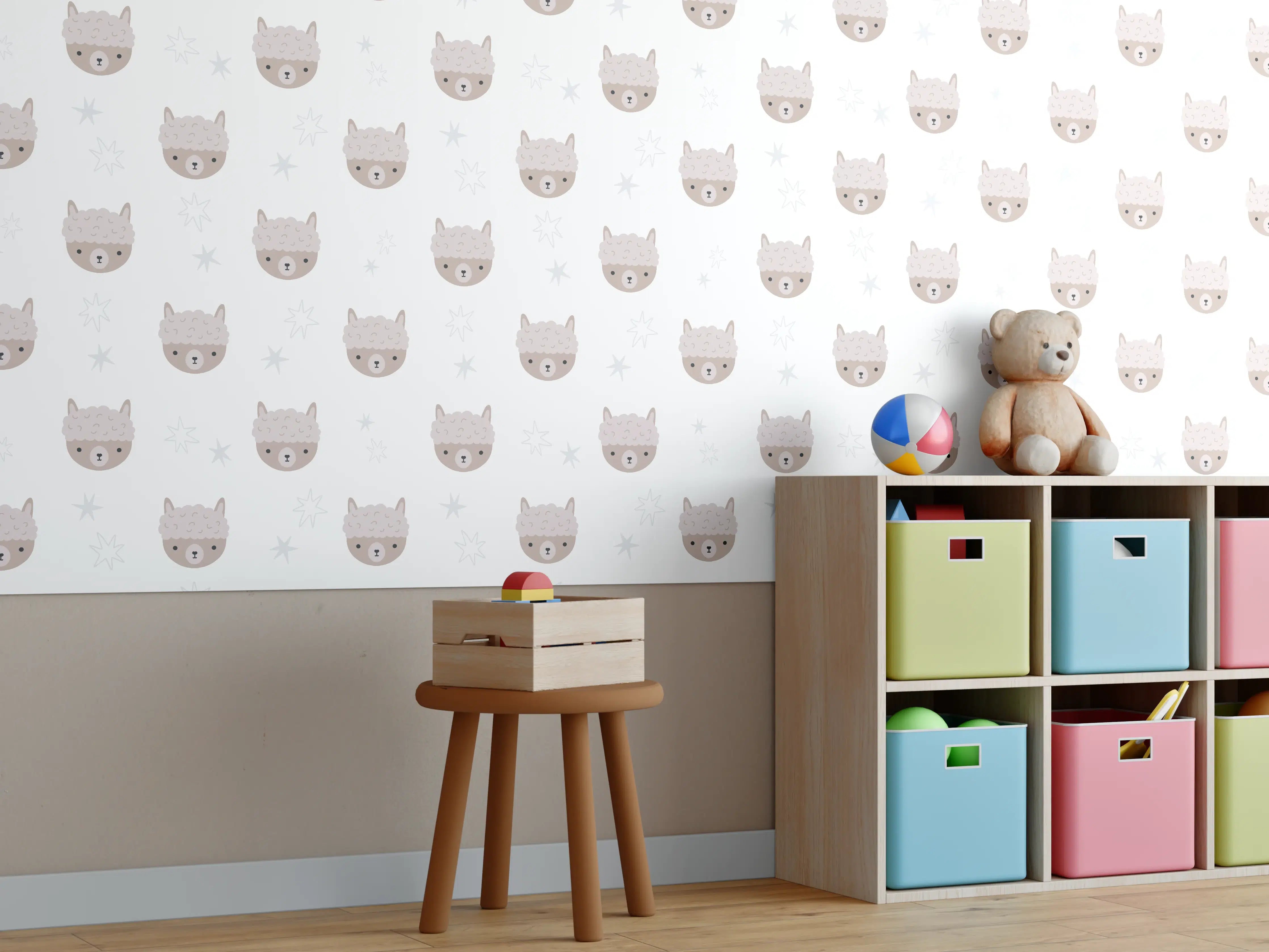 Kinderzimmer Wandgestaltung - Süßes Katze-Motiv in Pastellfarben