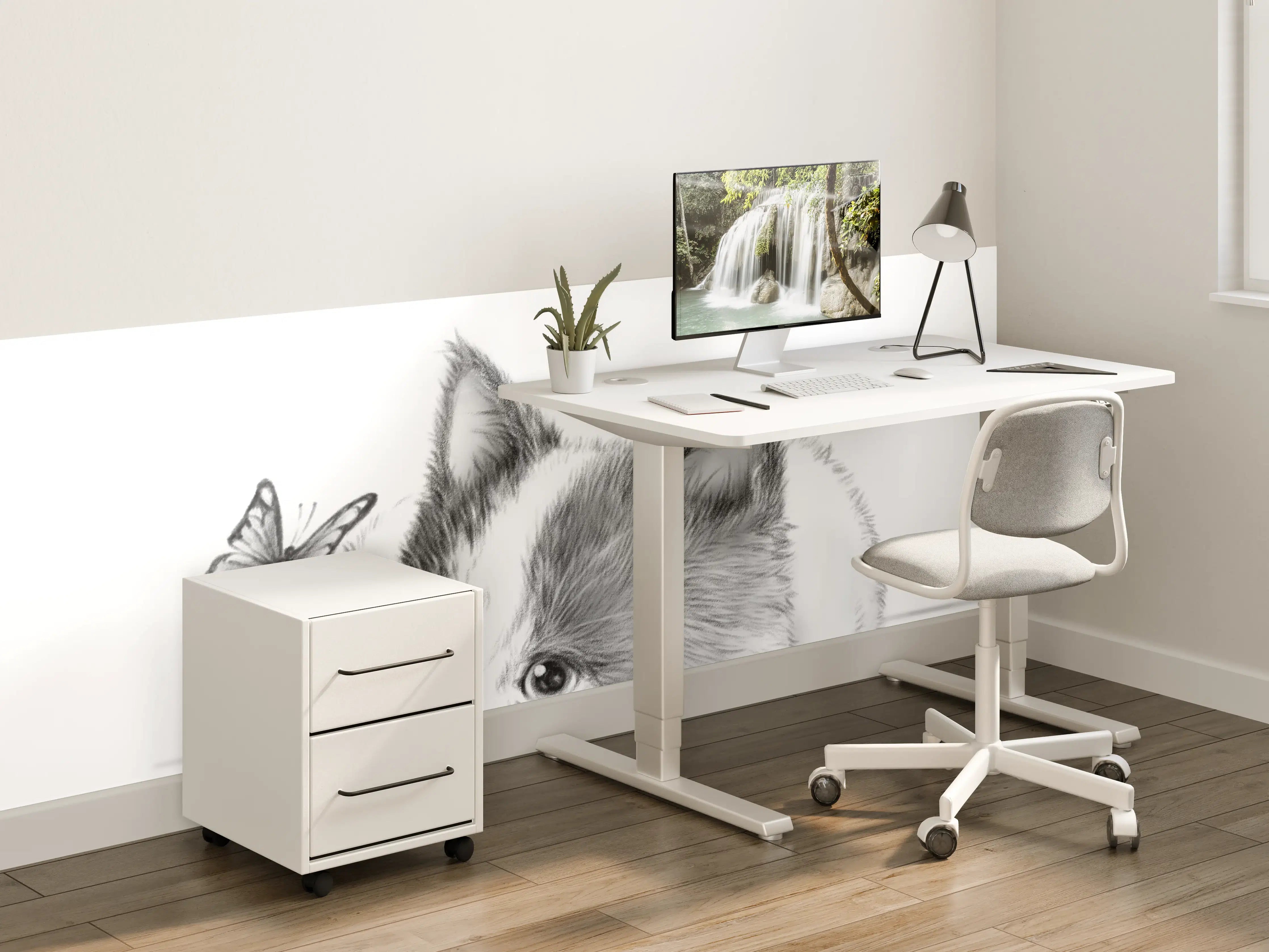 Kinderzimmer Wandgestaltung - Süßes Katzenbaby mit Schmetterling