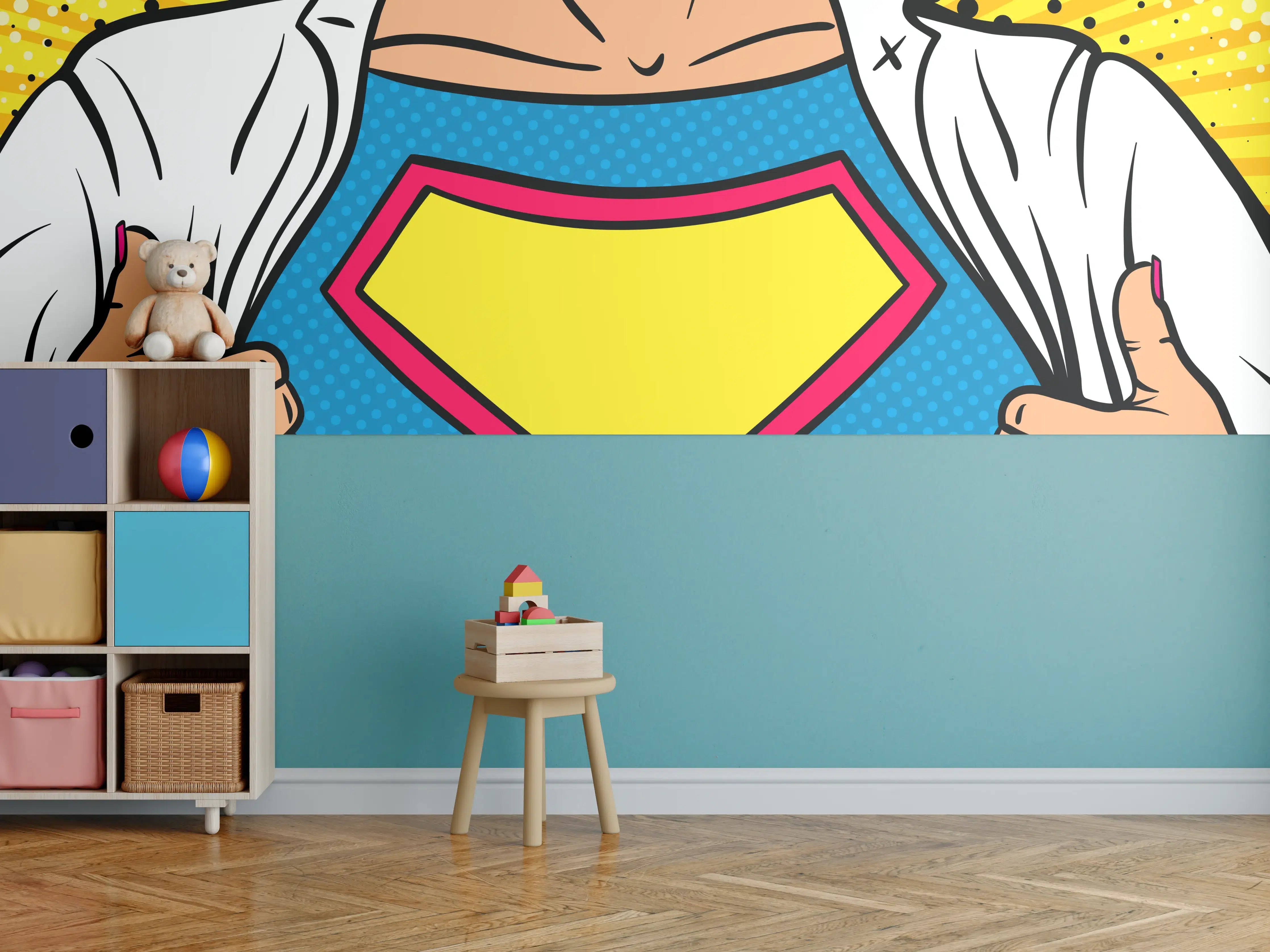 Kinderzimmer Wandgestaltung - Superhelden-Design in Pop-Art-Stil