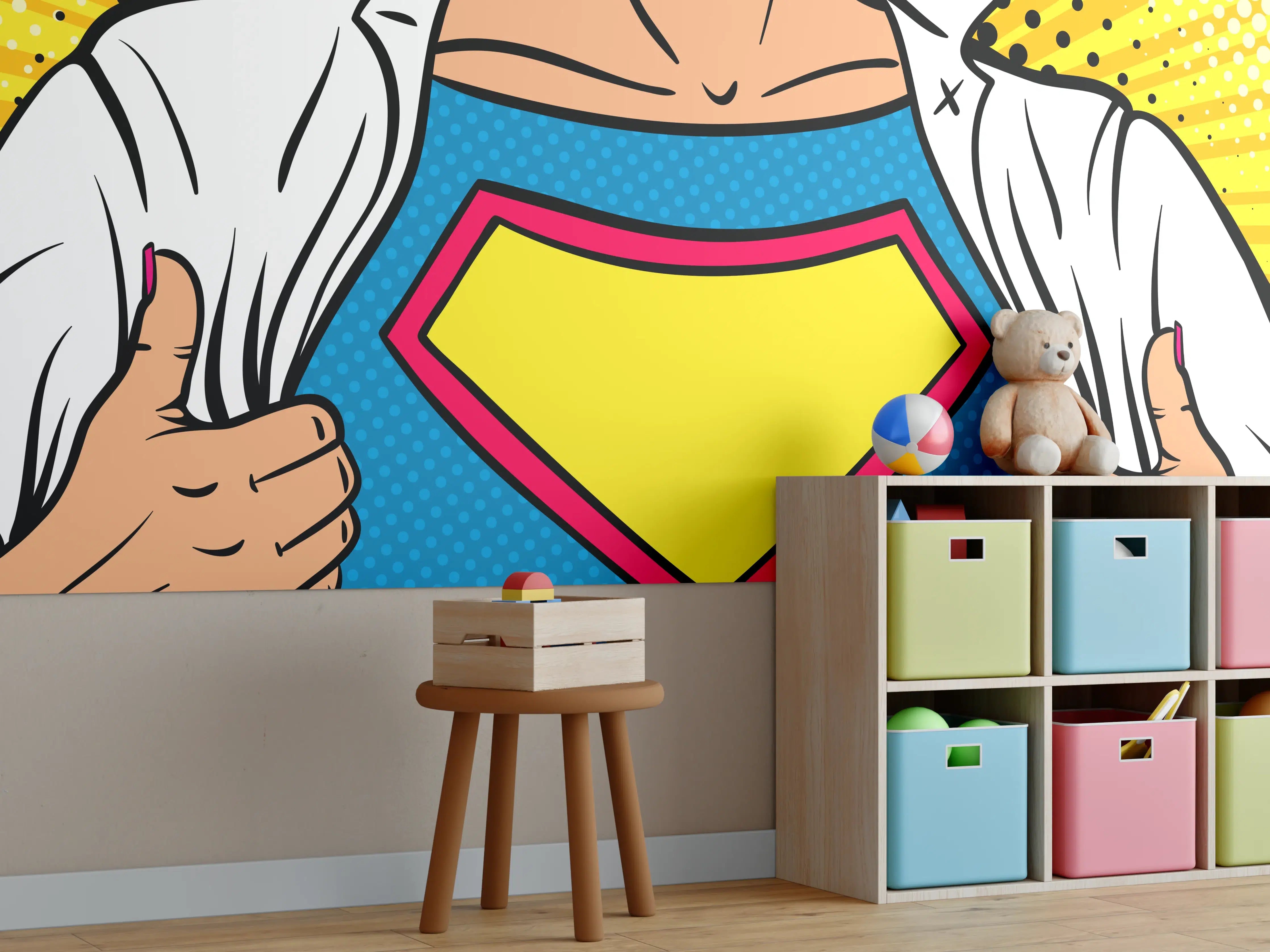 Kinderzimmer Wandgestaltung - Superhelden-Design in Pop-Art-Stil