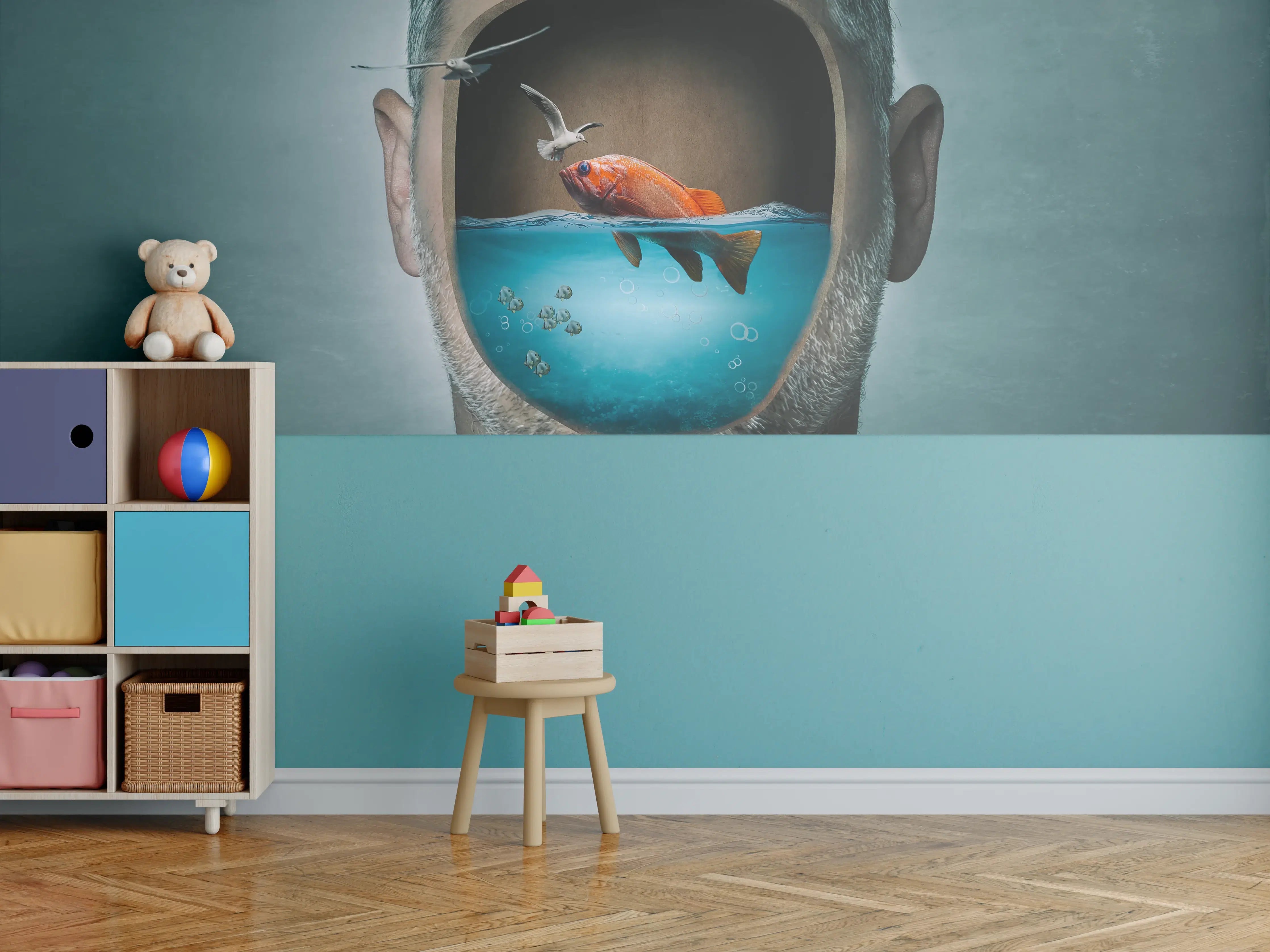 Kinderzimmer Wandgestaltung - Surreales Wasser-Gesicht Porträt