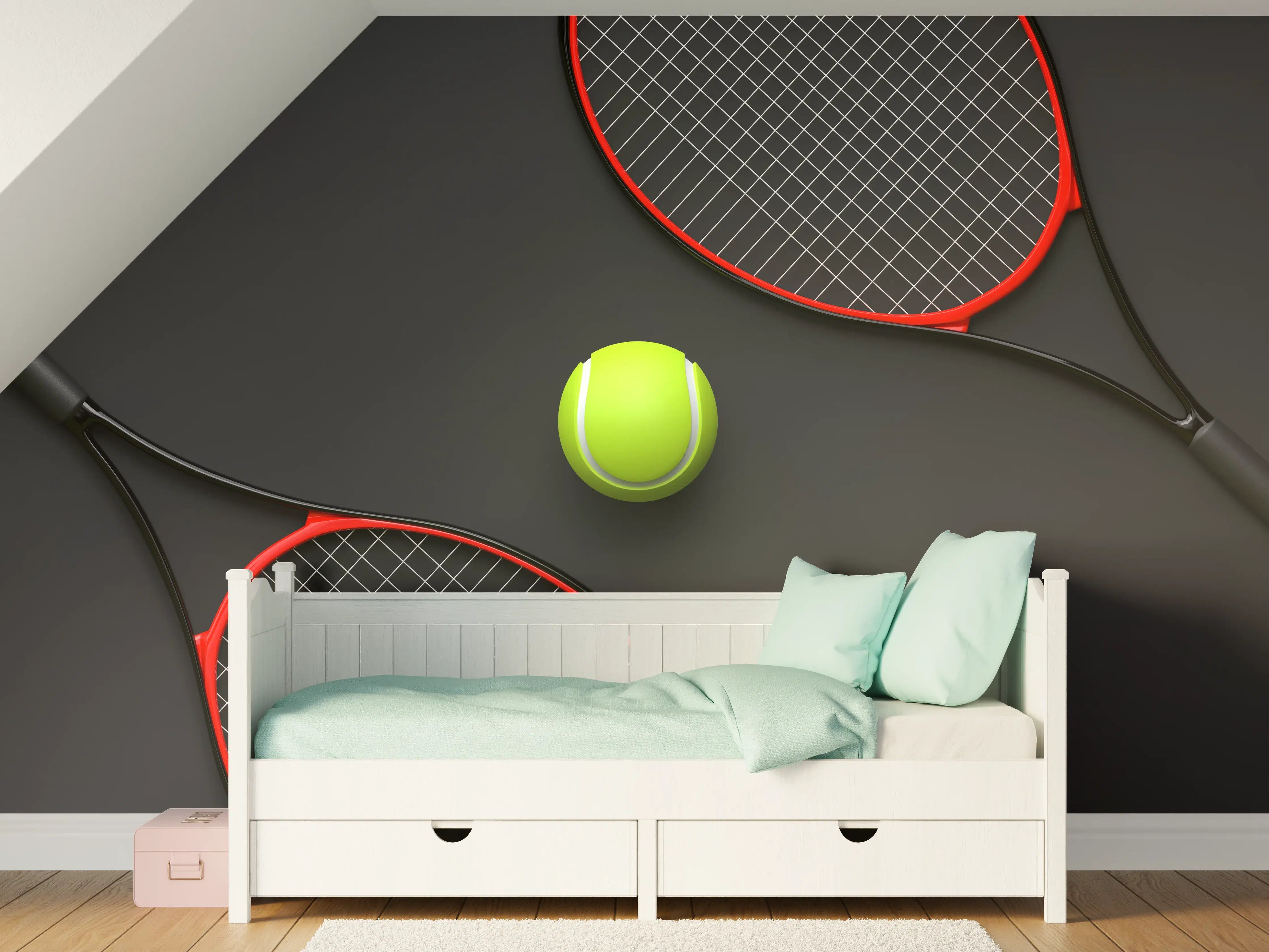 Kinderzimmer Wandgestaltung - Tennis - 3D Render