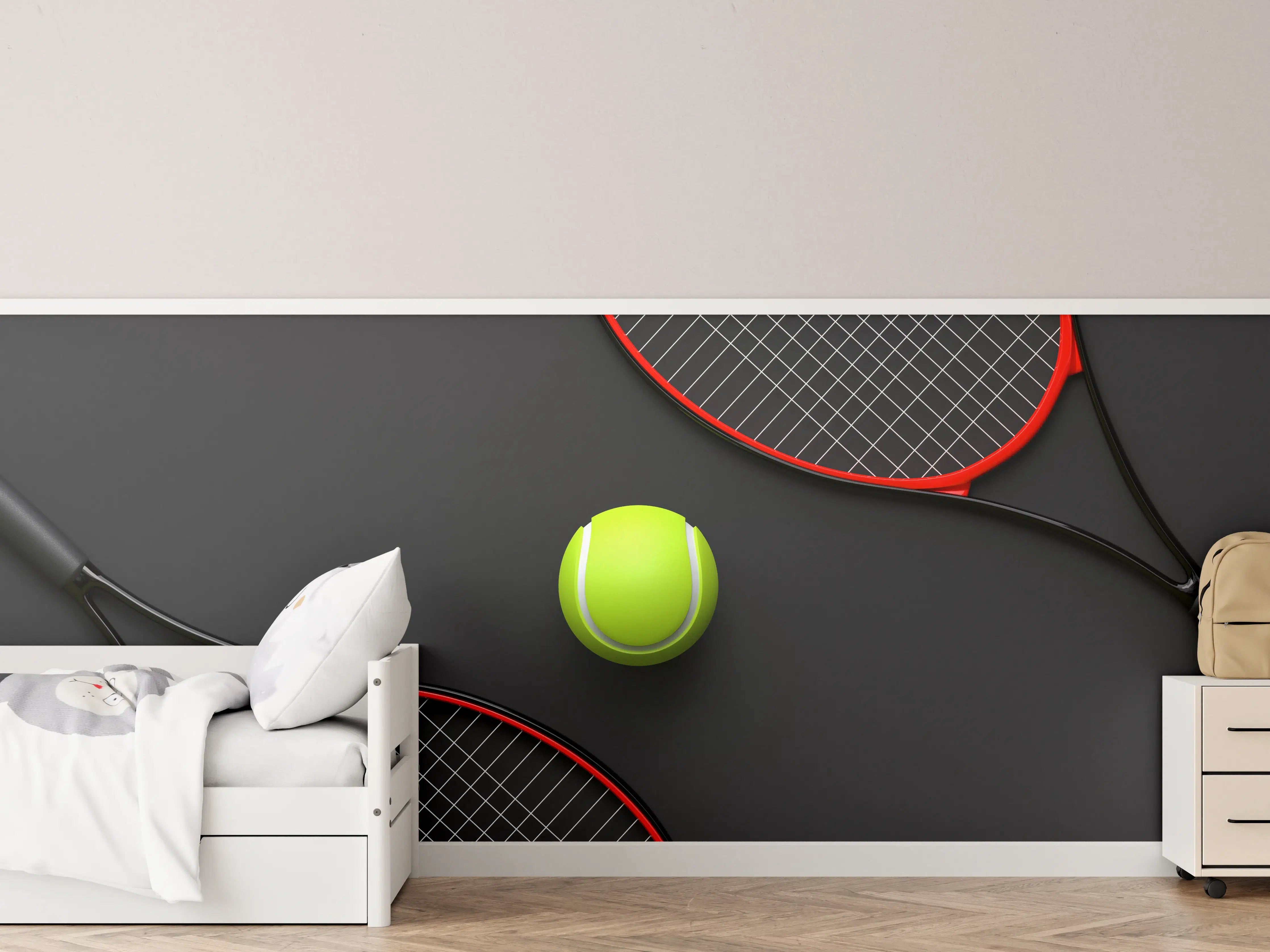 Kinderzimmer Wandgestaltung - Tennis - 3D Render