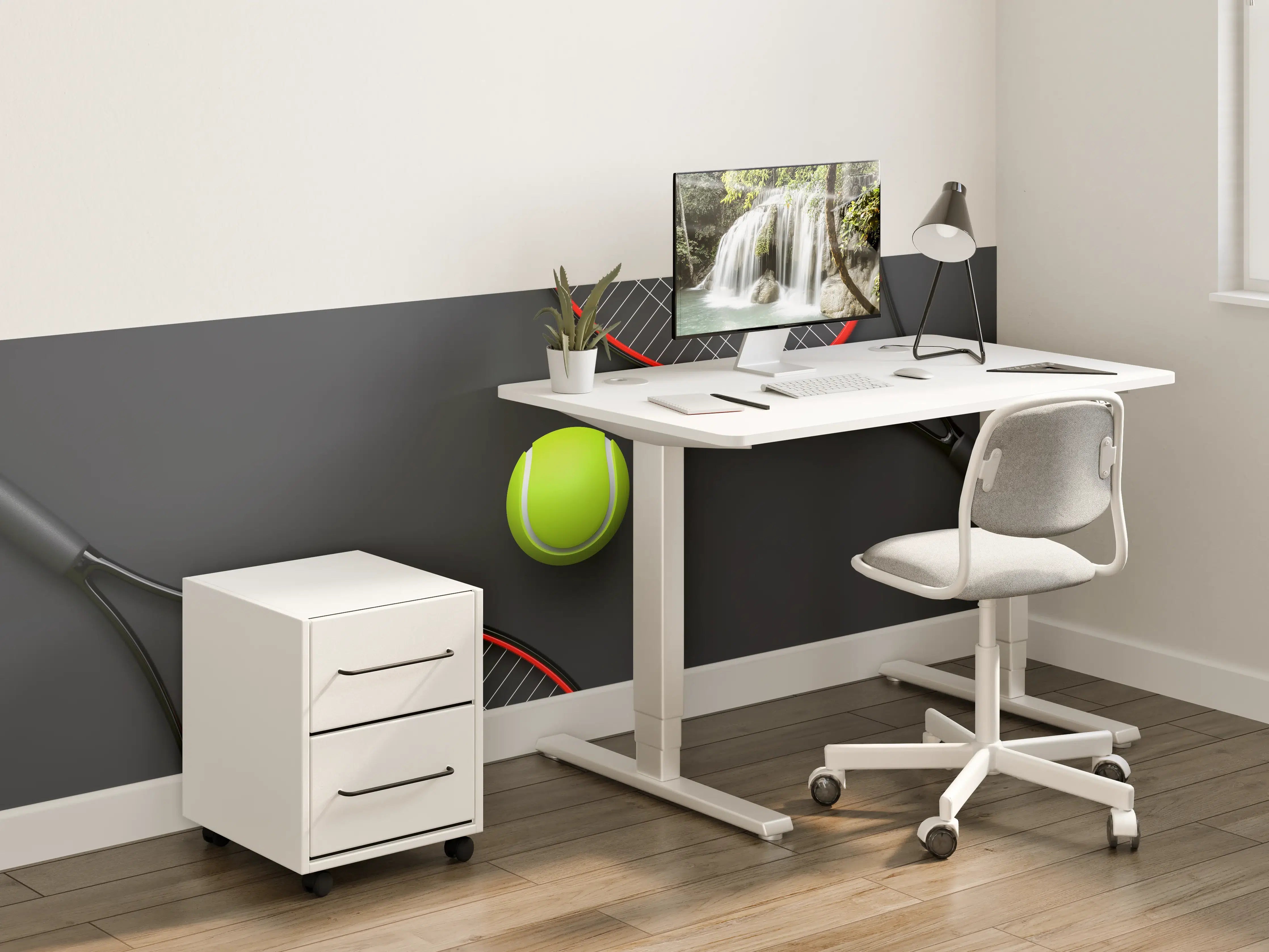 Kinderzimmer Wandgestaltung - Tennis - 3D Render