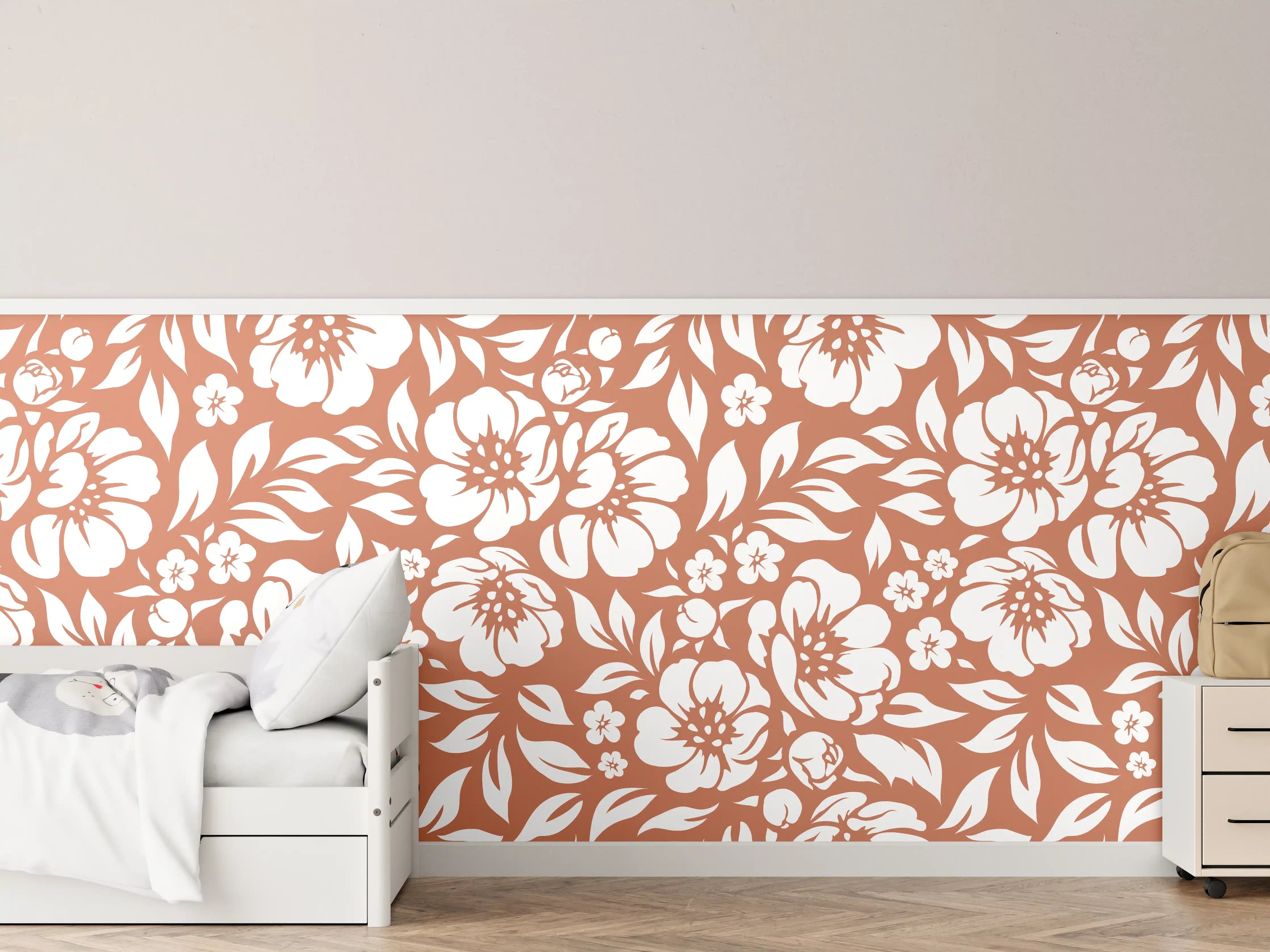 Kinderzimmer Wandgestaltung - Terracotta-Florale Wandgestaltung