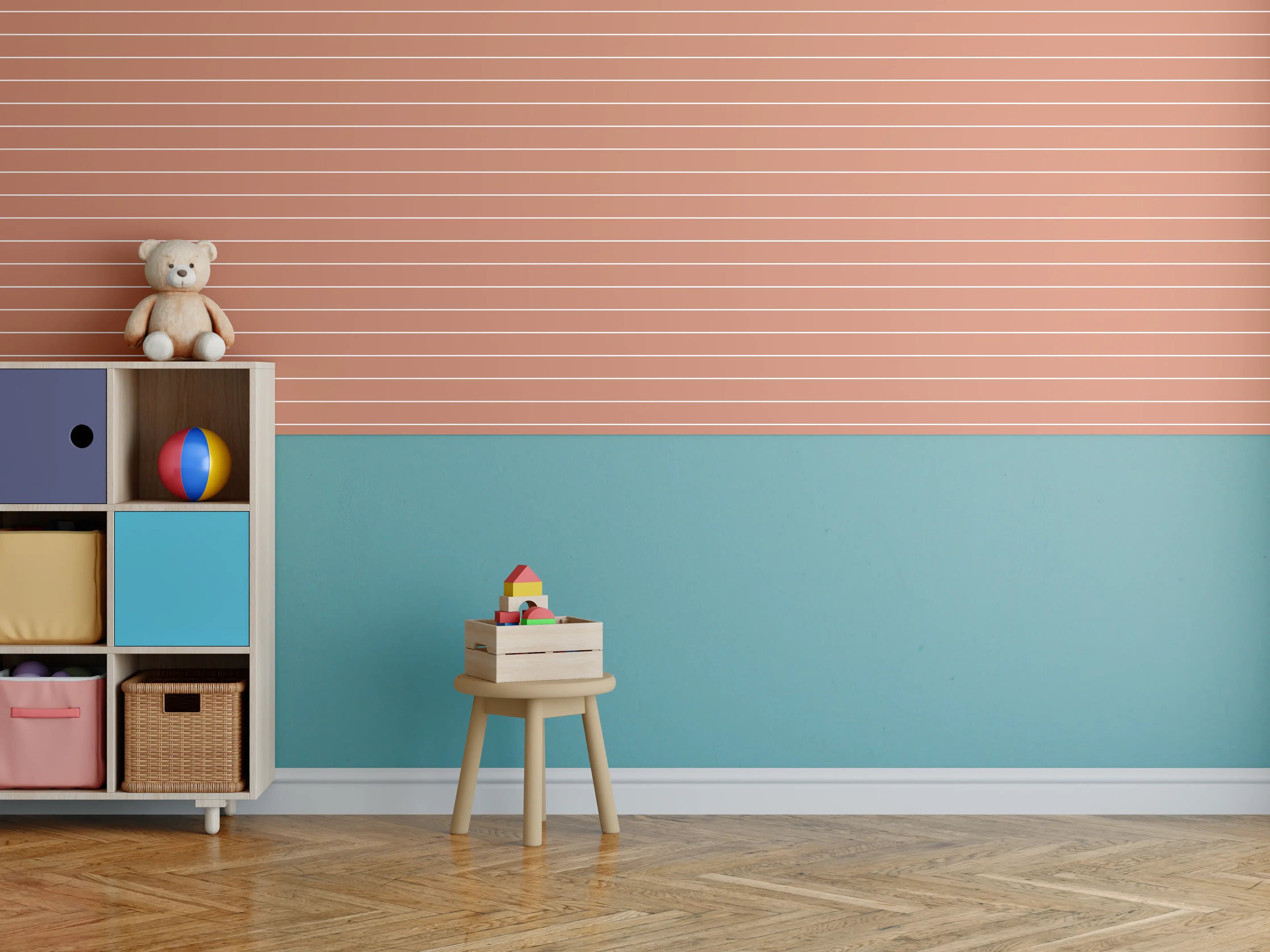 Kinderzimmer Wandgestaltung - Terrakotta-Linienuche