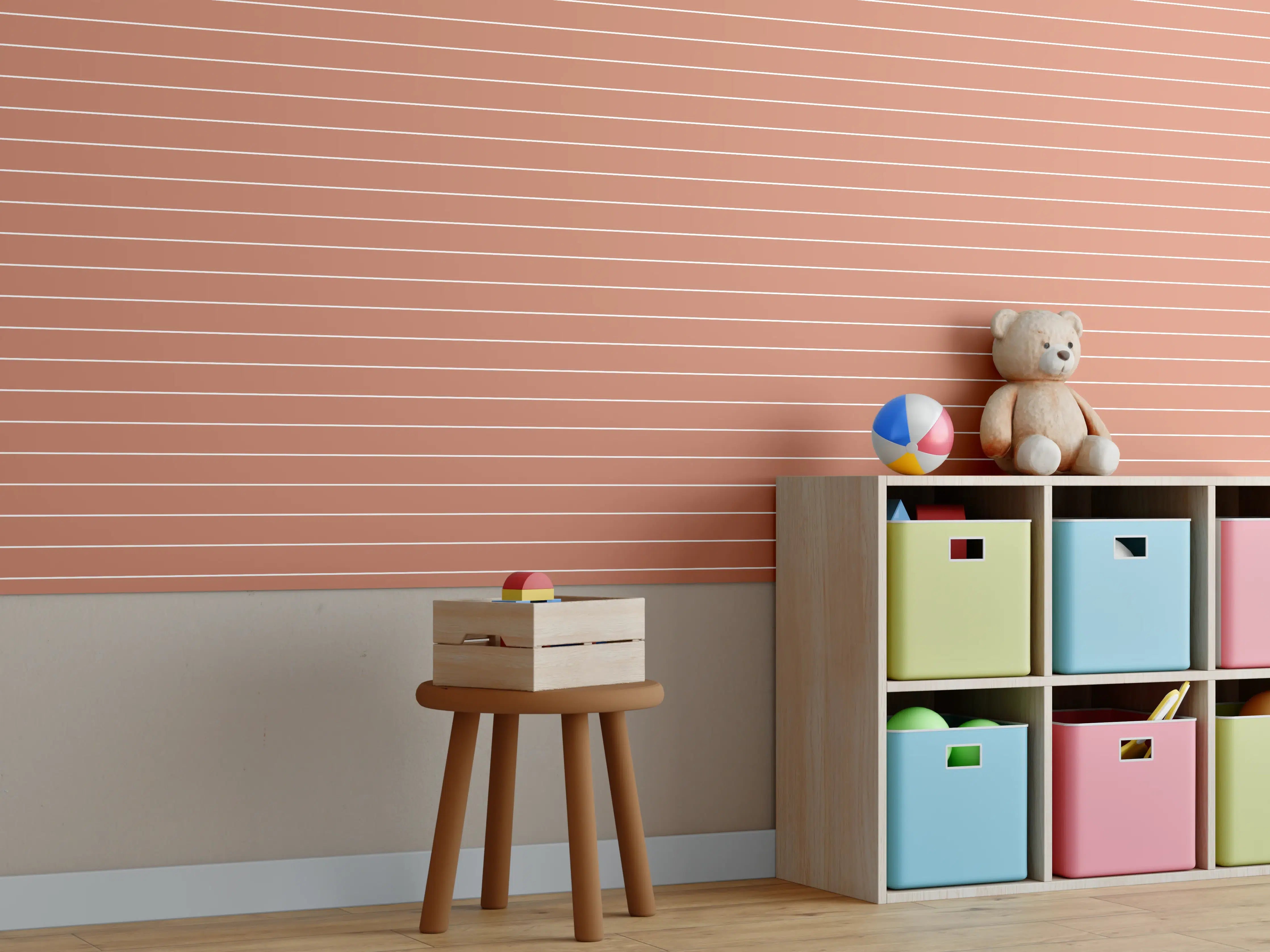 Kinderzimmer Wandgestaltung - Terrakotta-Linienuche