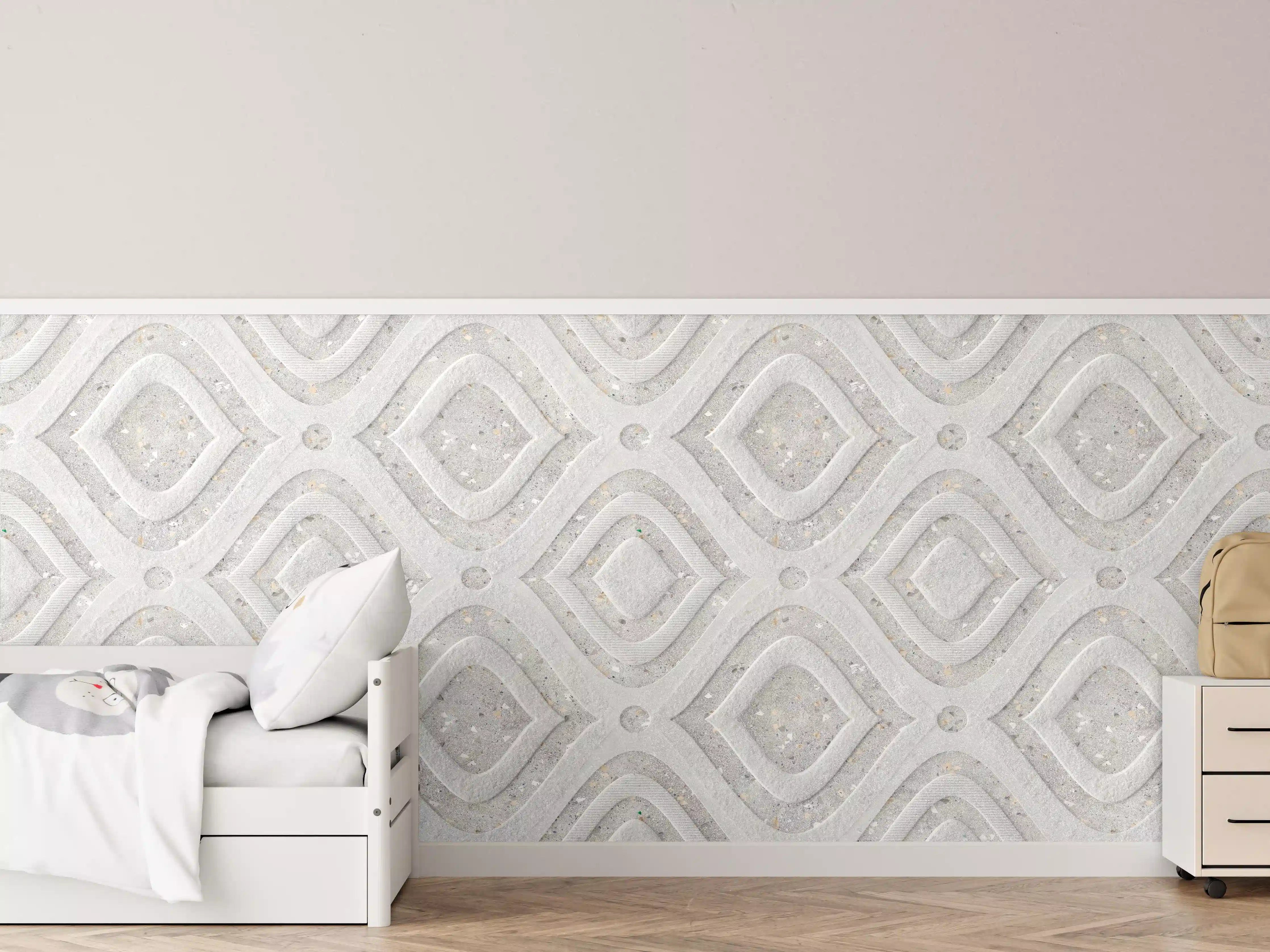 Kinderzimmer Wandgestaltung - Textur im Wellenmuster - 3D Illustration