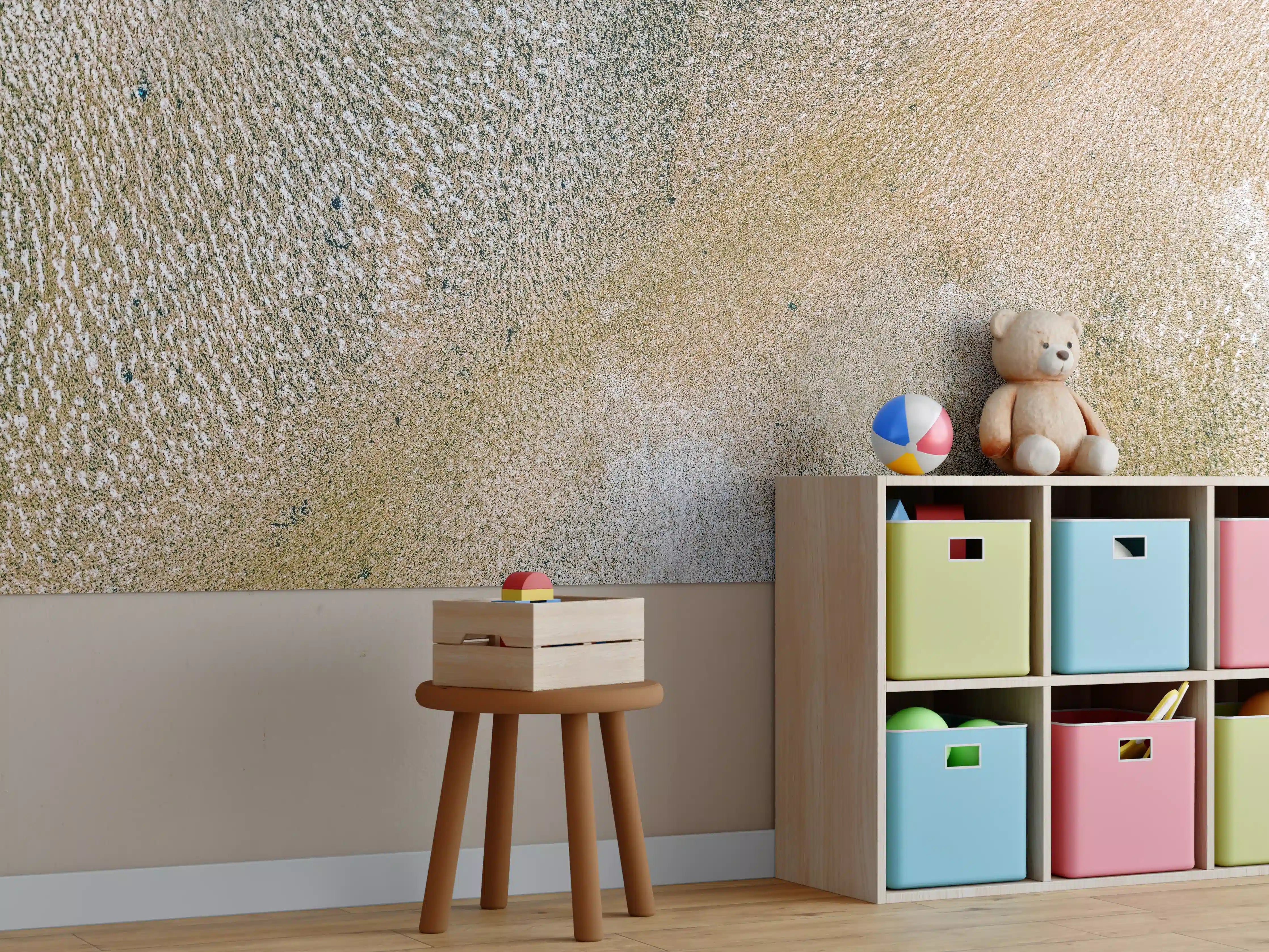 Kinderzimmer Wandgestaltung - Texturierte Oberfläche in Erdtönen
