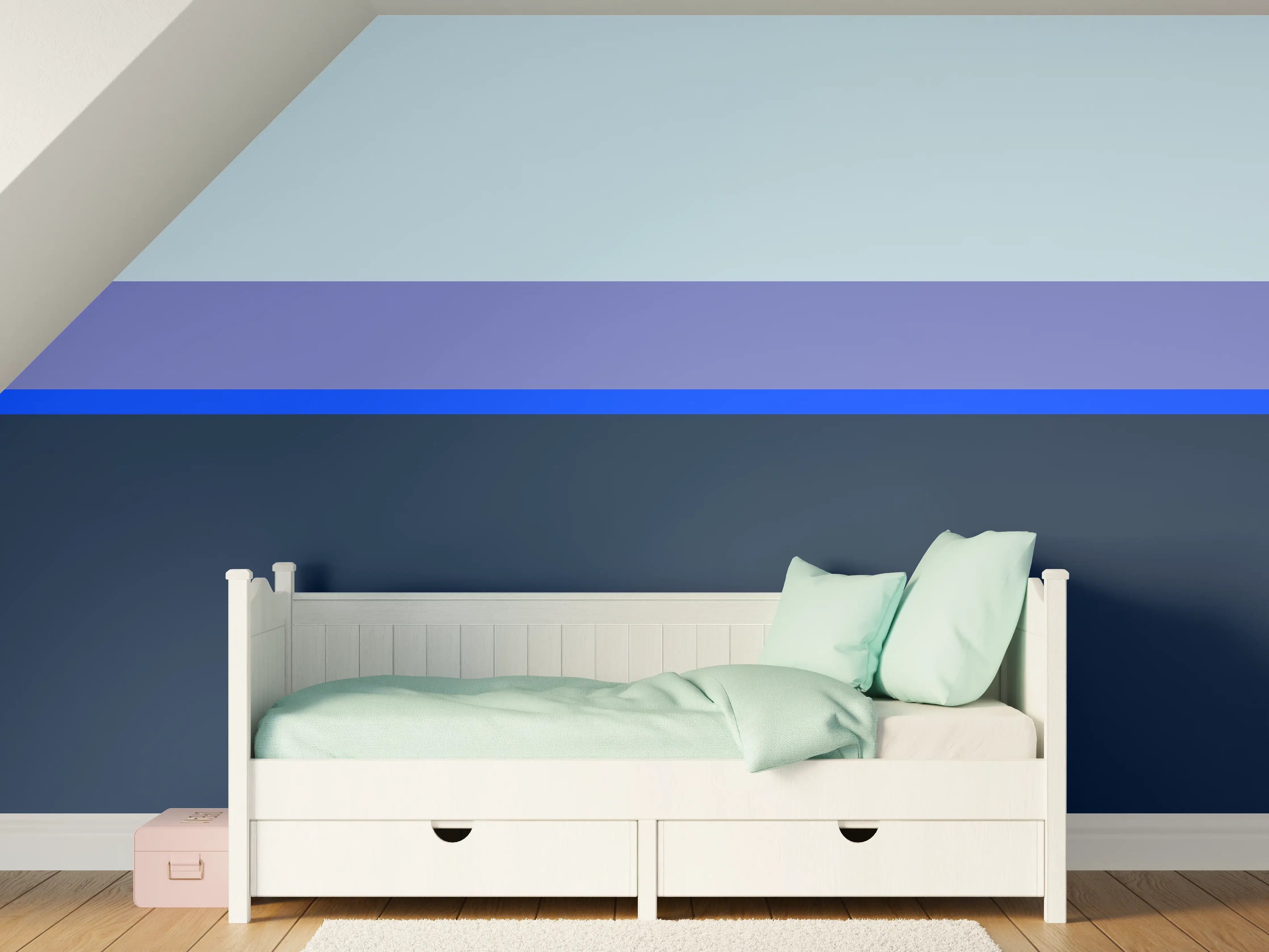 Kinderzimmer Wandgestaltung - The Blues - Horizontal - Blueberry