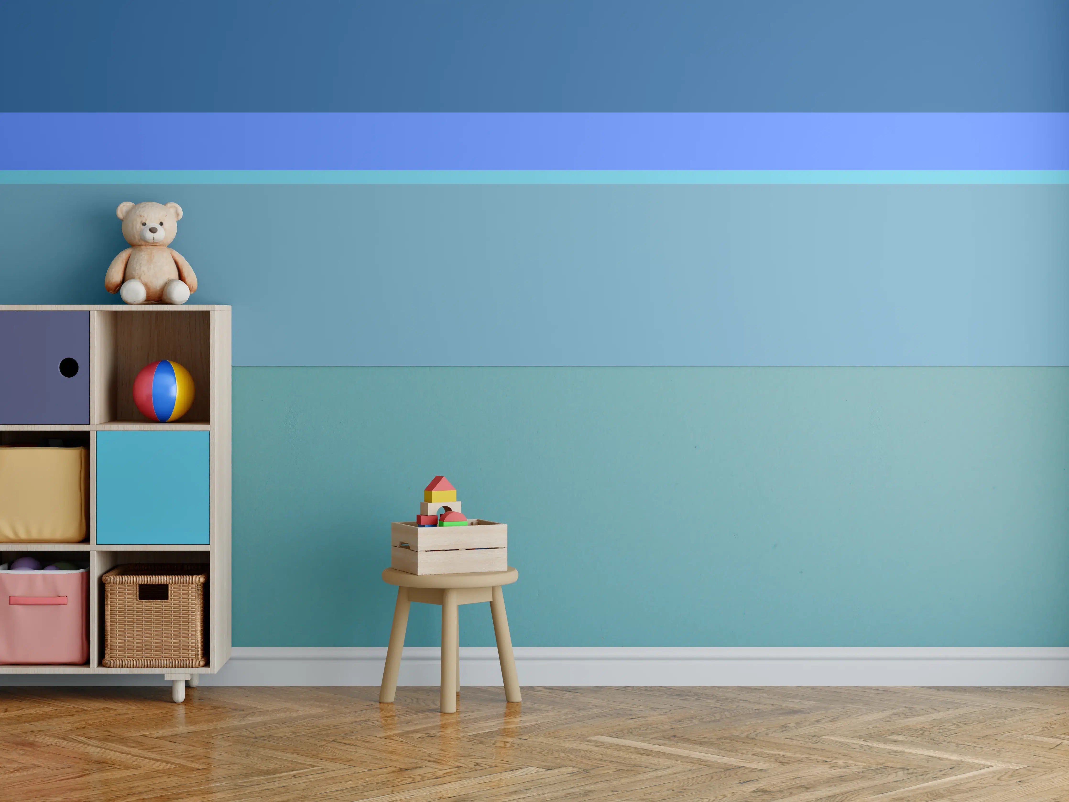 Kinderzimmer Wandgestaltung - The Blues - Horizontal - Cornflower