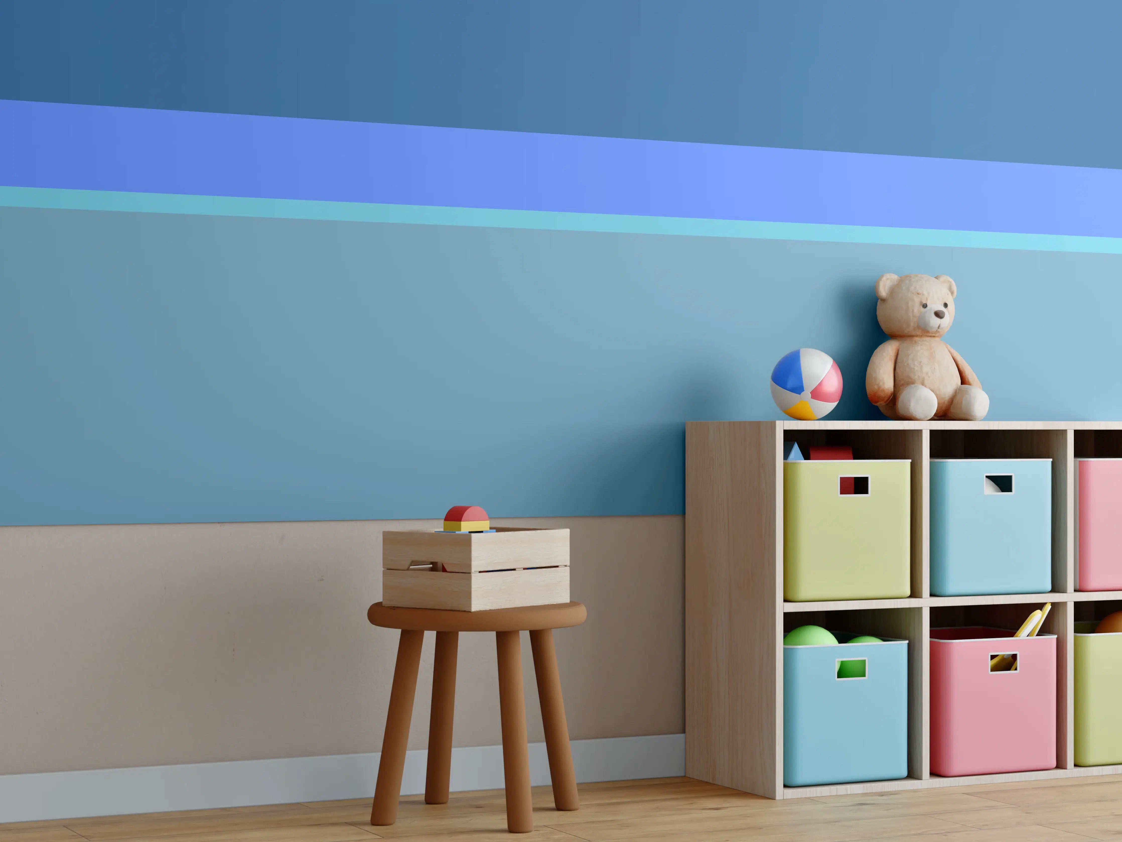 Kinderzimmer Wandgestaltung - The Blues - Horizontal - Cornflower