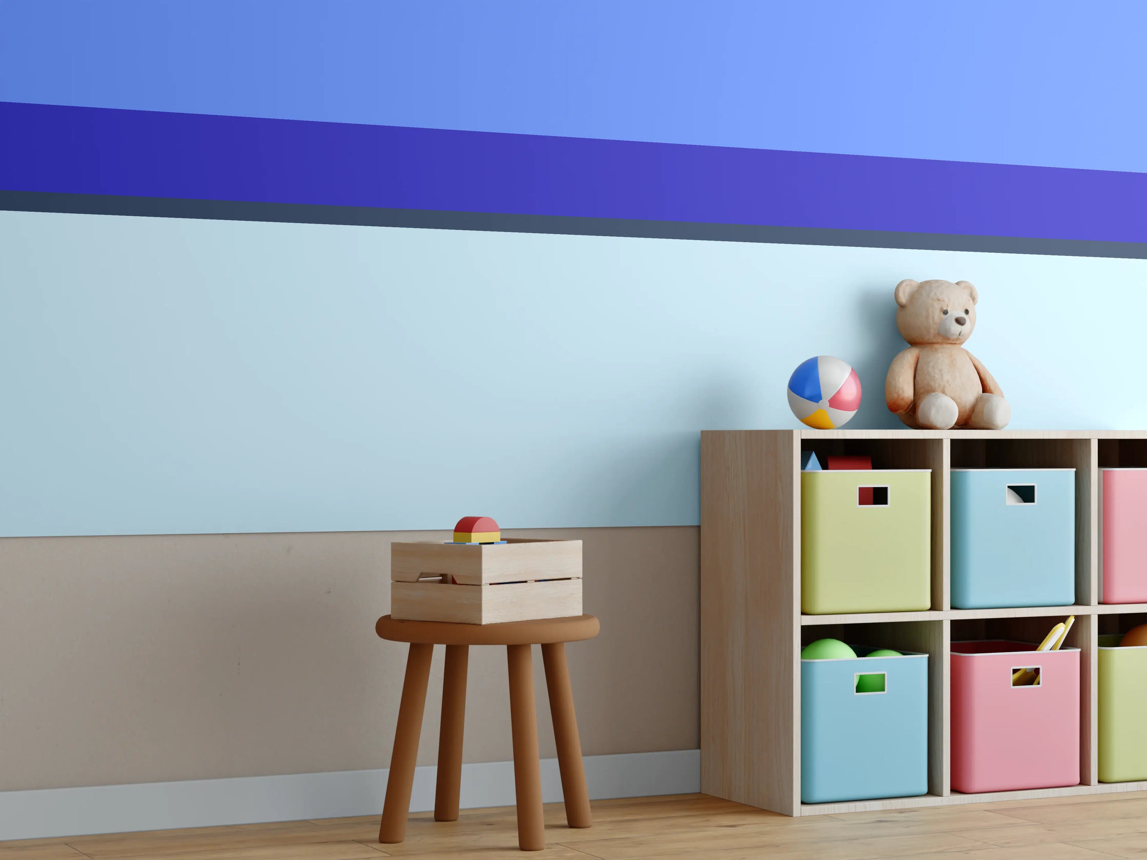 Kinderzimmer Wandgestaltung - The Blues - Horizontal - Waterfall