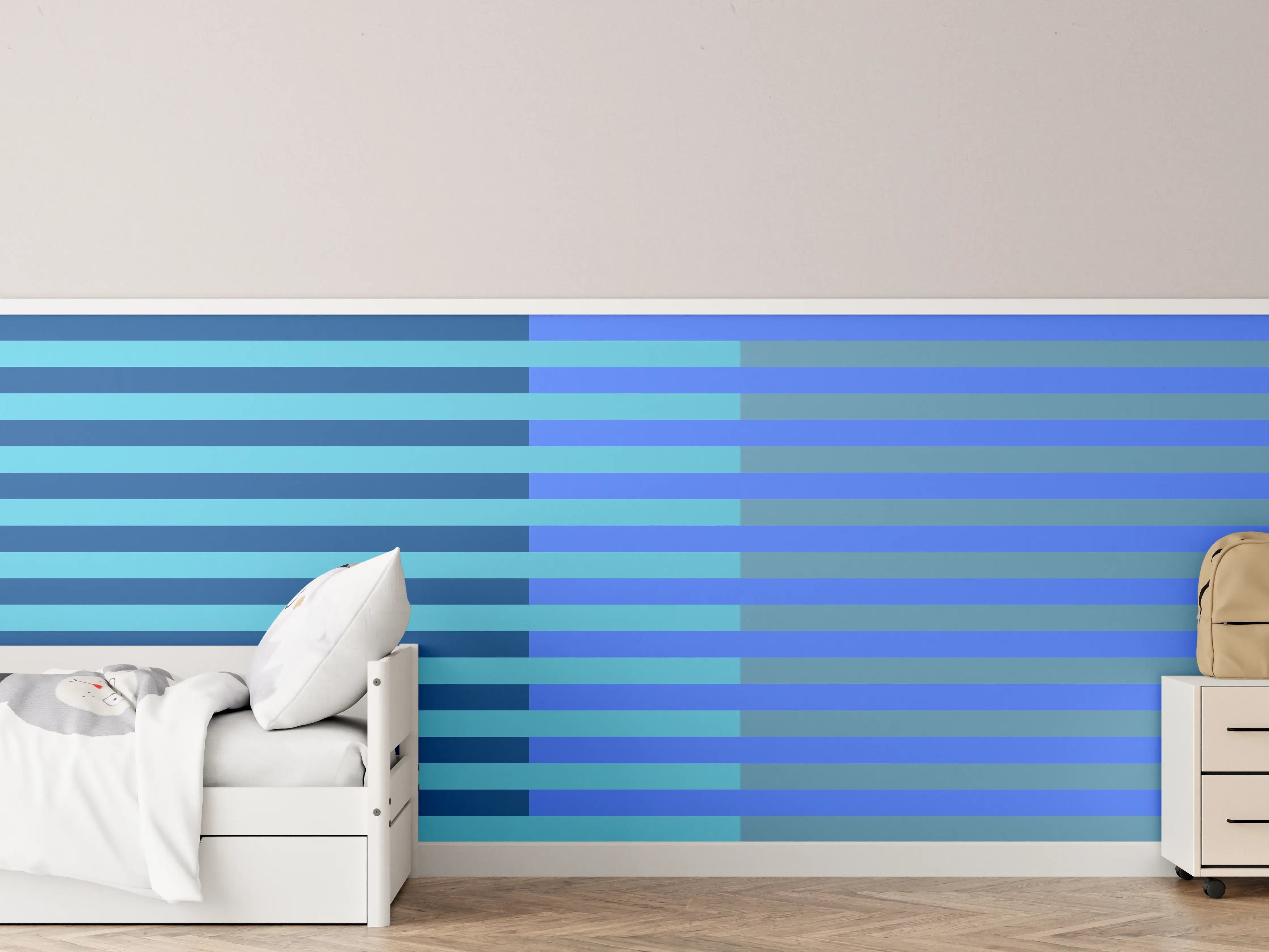 Kinderzimmer Wandgestaltung - The Blues - Multy Stripes - Cornflower
