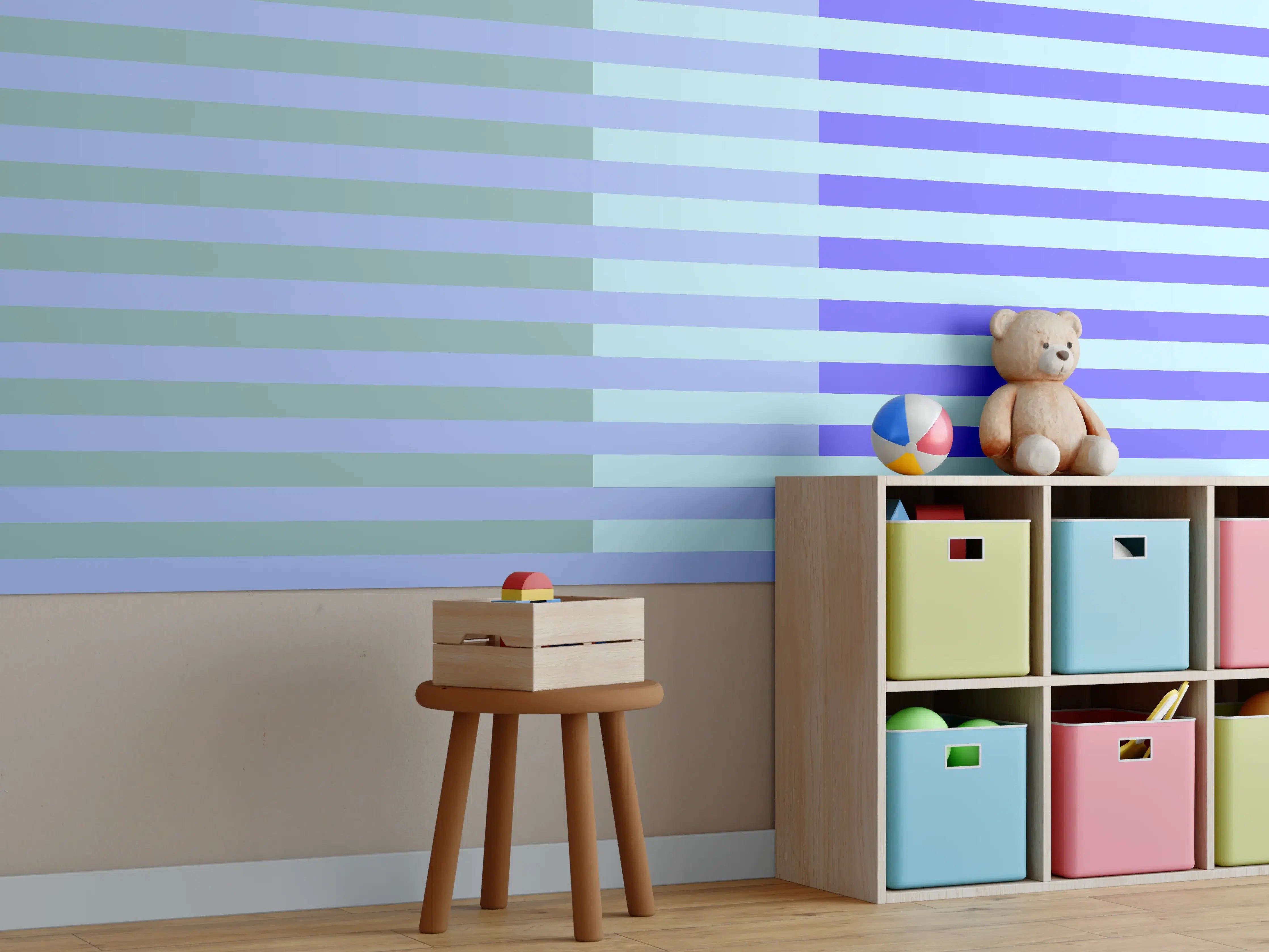 Kinderzimmer Wandgestaltung - The Blues - Multy Stripes - Lavender