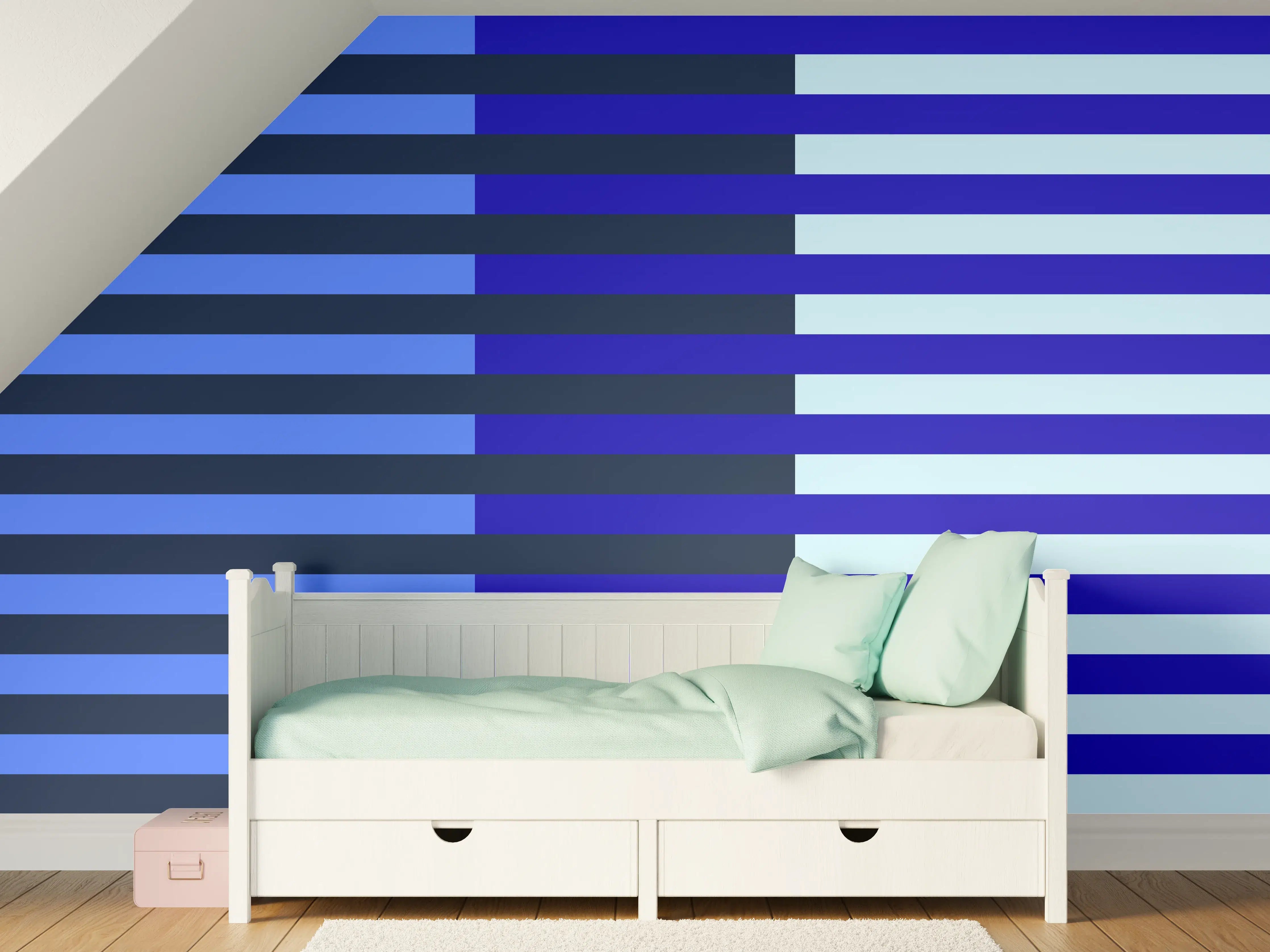 Kinderzimmer Wandgestaltung - The Blues - Multy Stripes - Waterfall