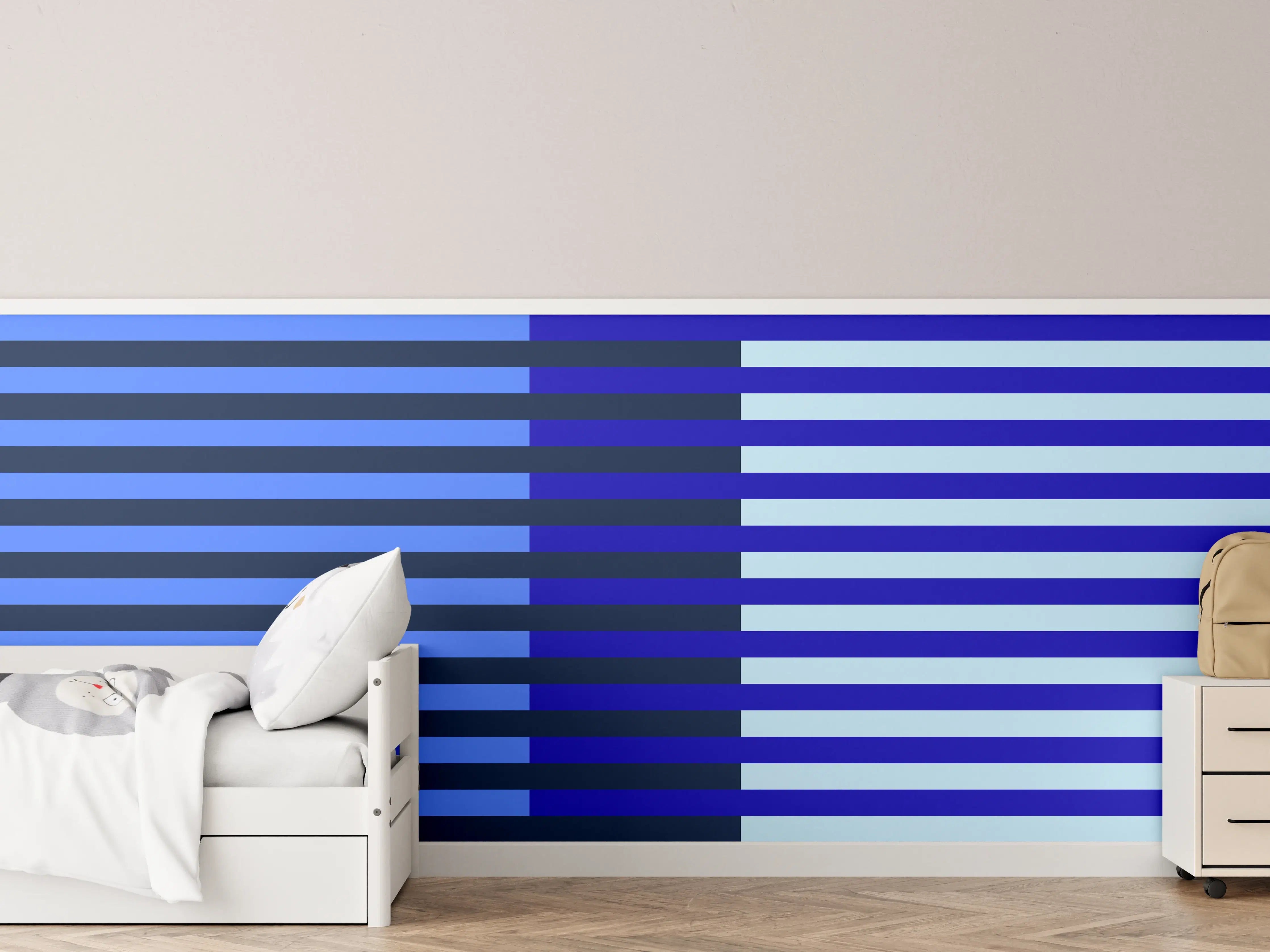 Kinderzimmer Wandgestaltung - The Blues - Multy Stripes - Waterfall