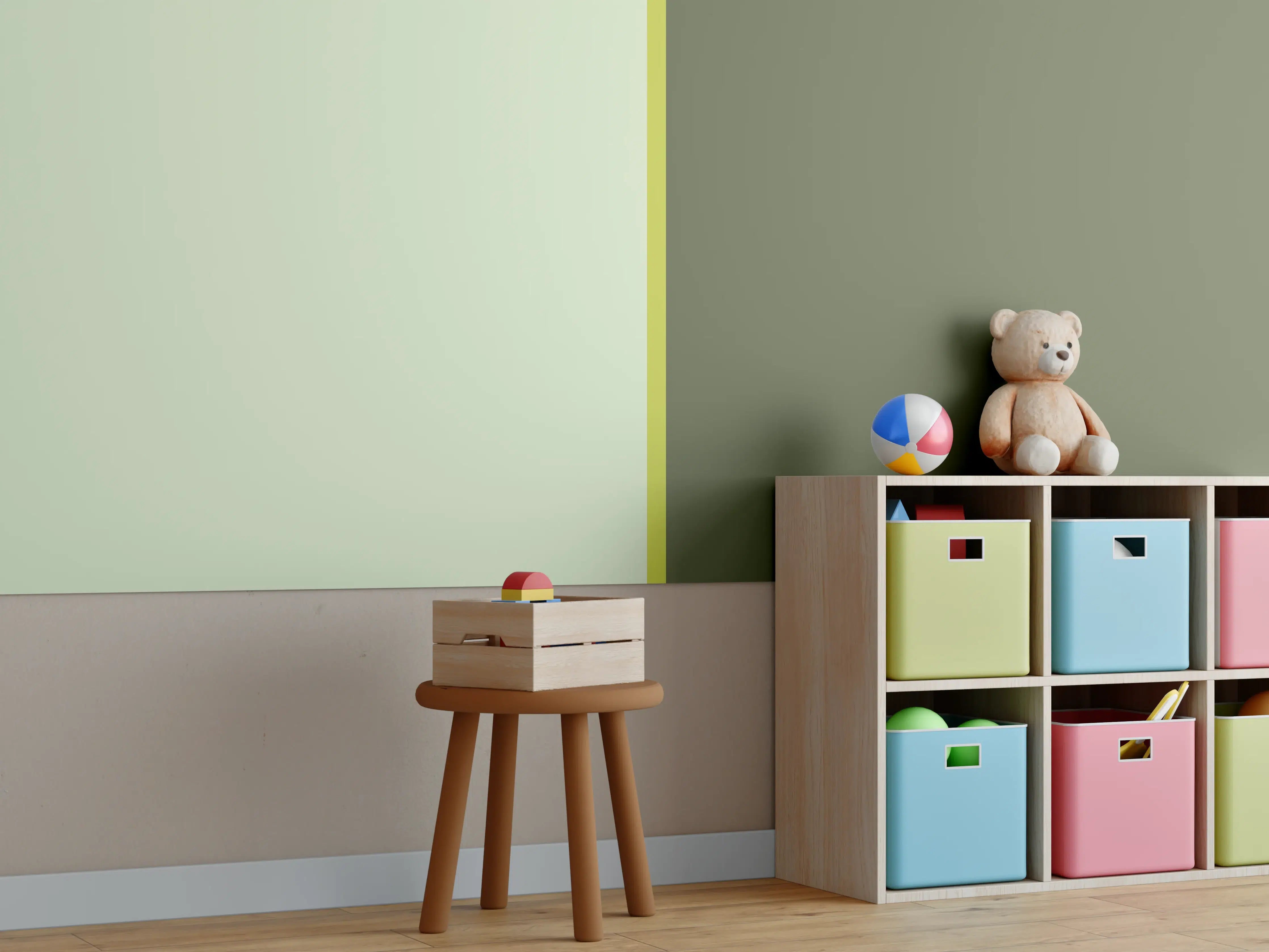 Kinderzimmer Wandgestaltung - The Greens - Easy Vertical - Olive