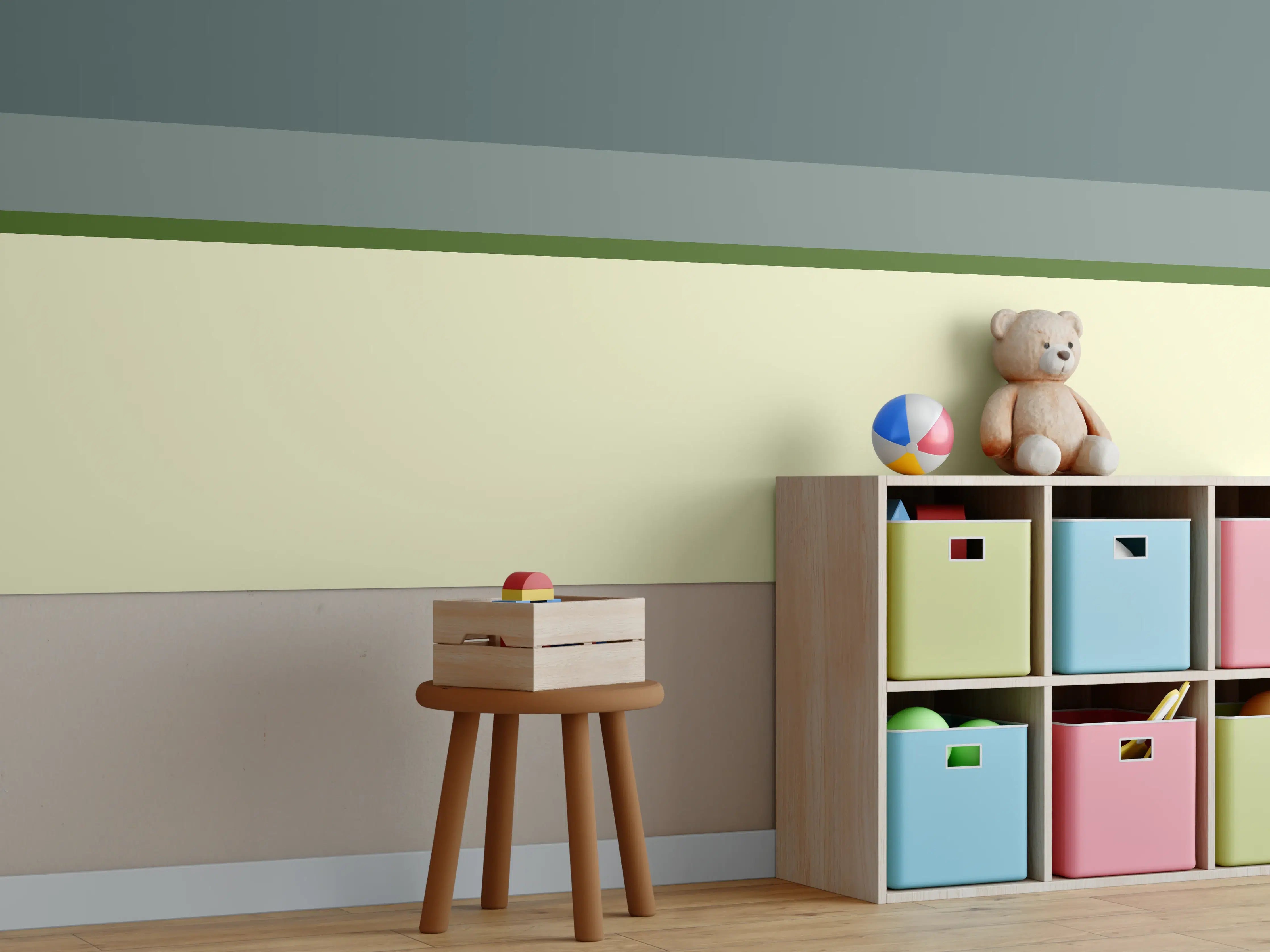 Kinderzimmer Wandgestaltung - The Greens - Horizontal - Avocado