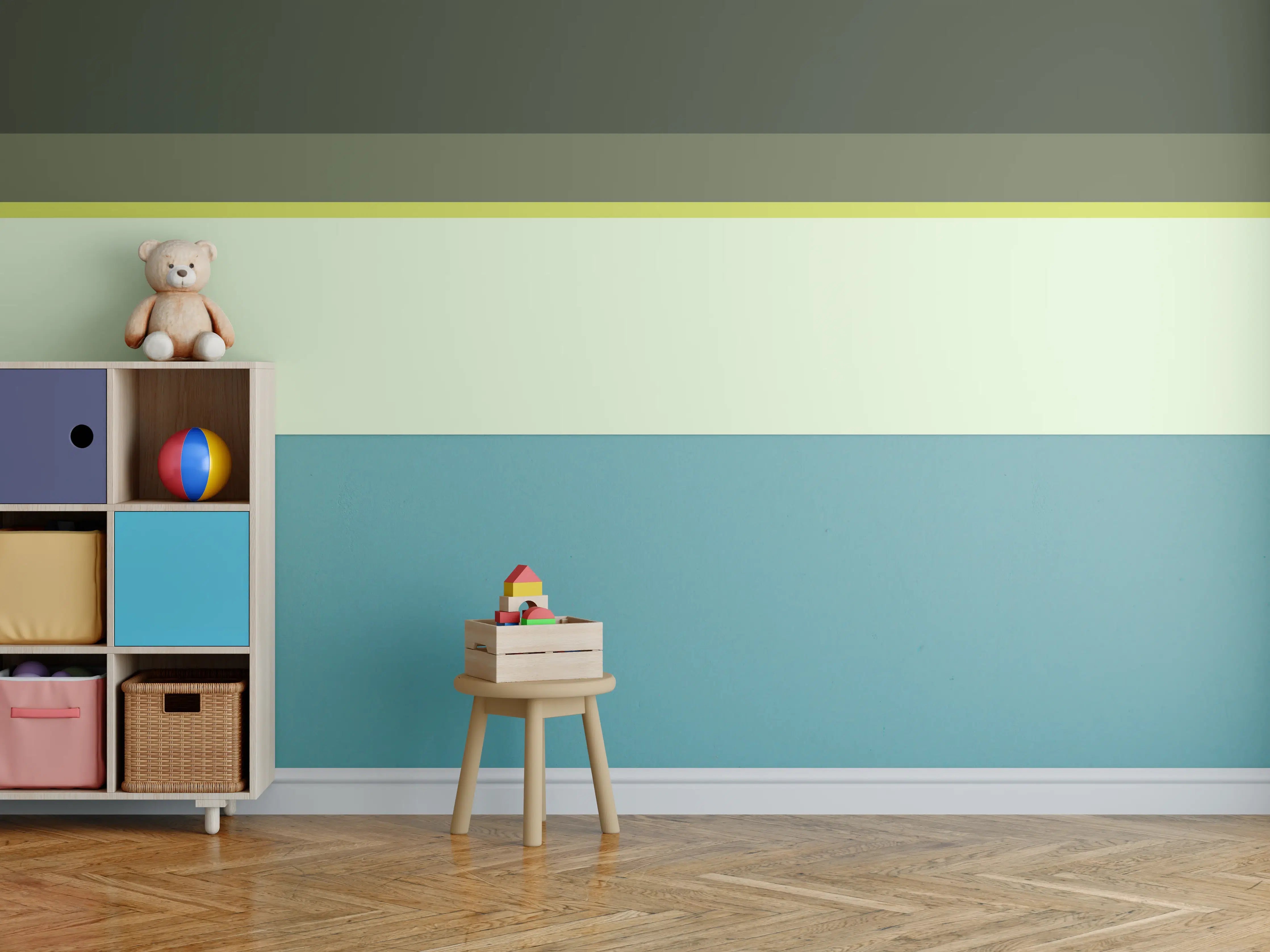 Kinderzimmer Wandgestaltung - The Greens - Horizontal - Olive