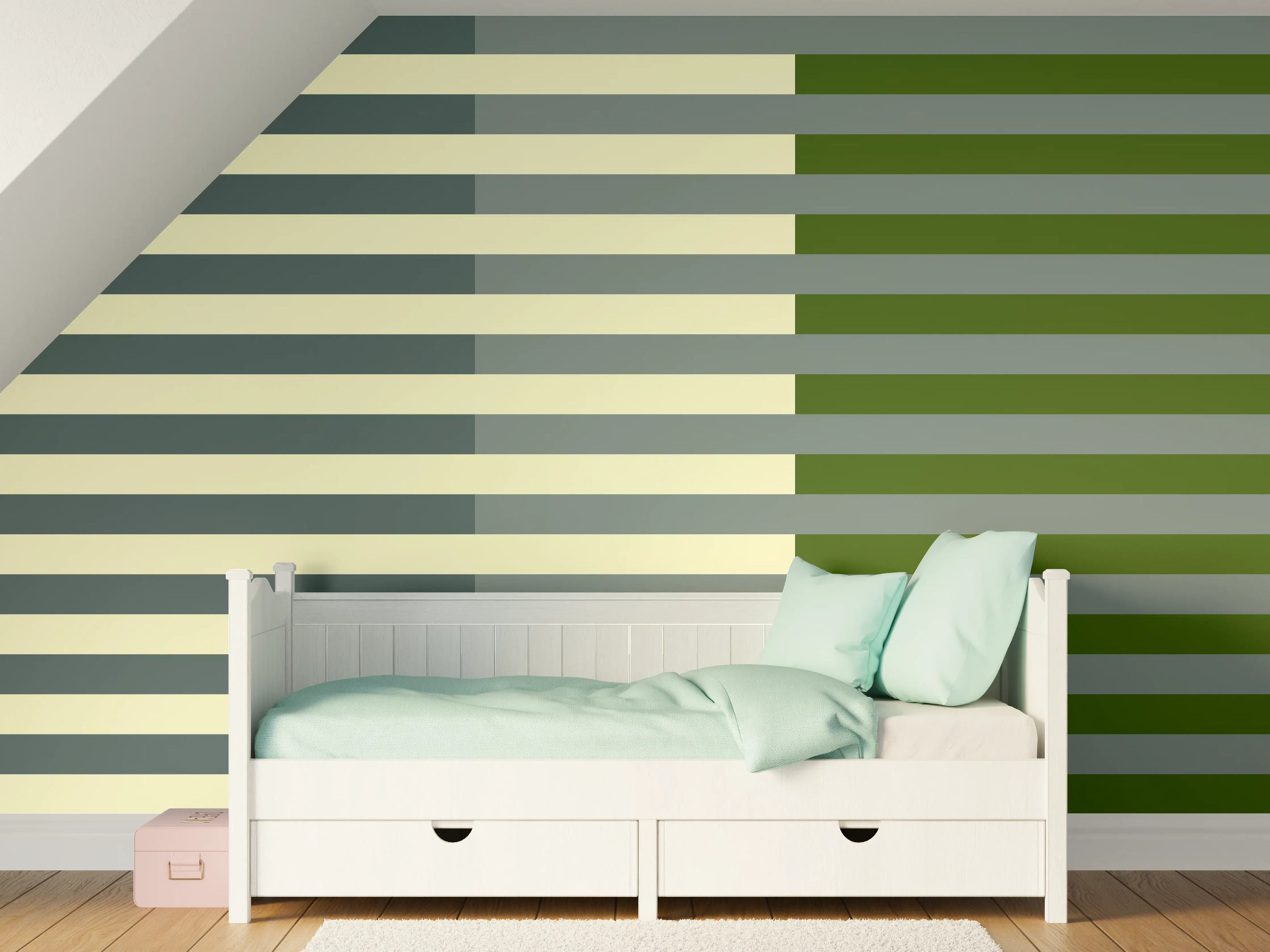 Kinderzimmer Wandgestaltung - The Greens - Multy Stripes - Avocado