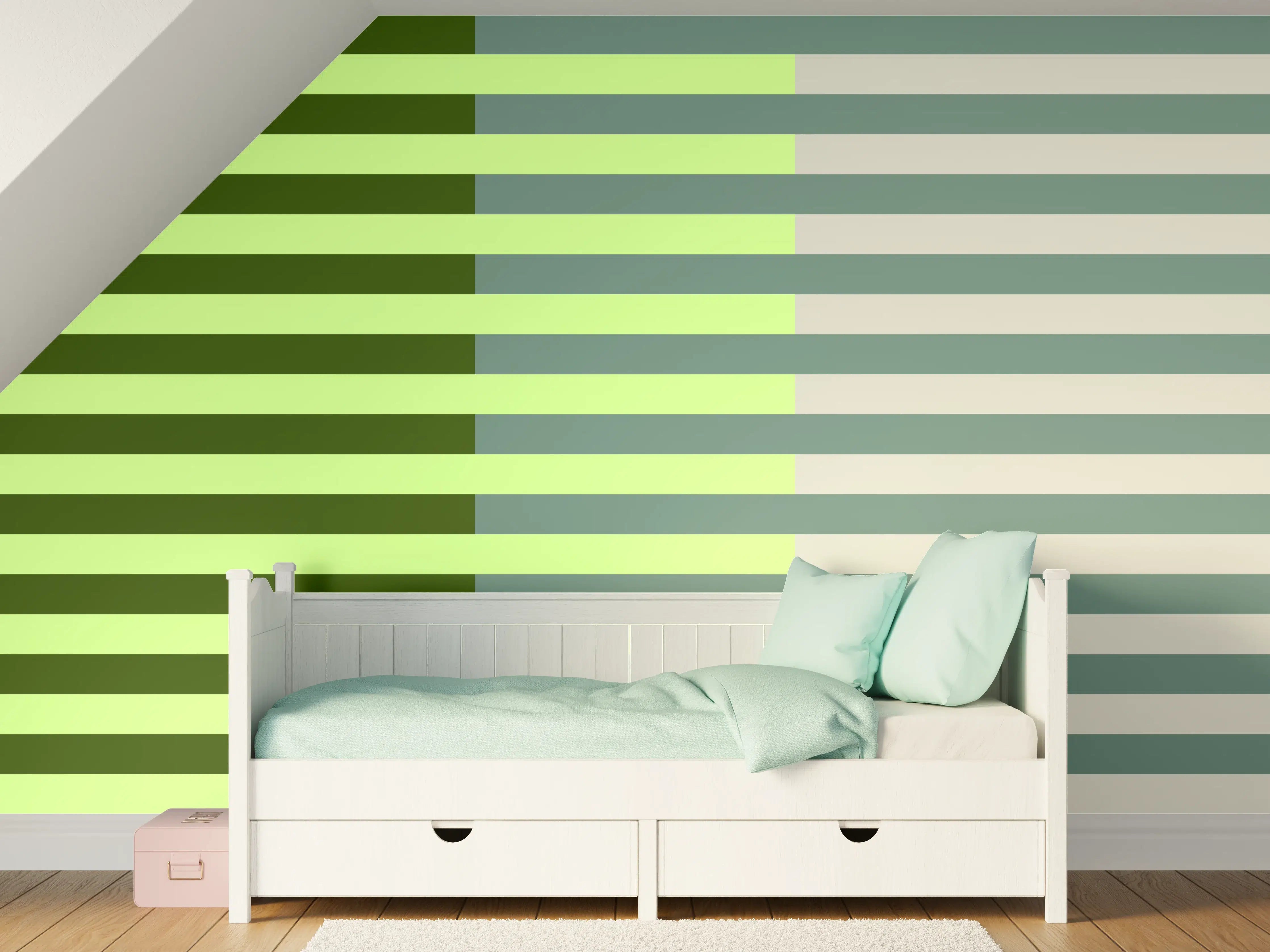 Kinderzimmer Wandgestaltung - The Greens - Multy Stripes - Granny Smith