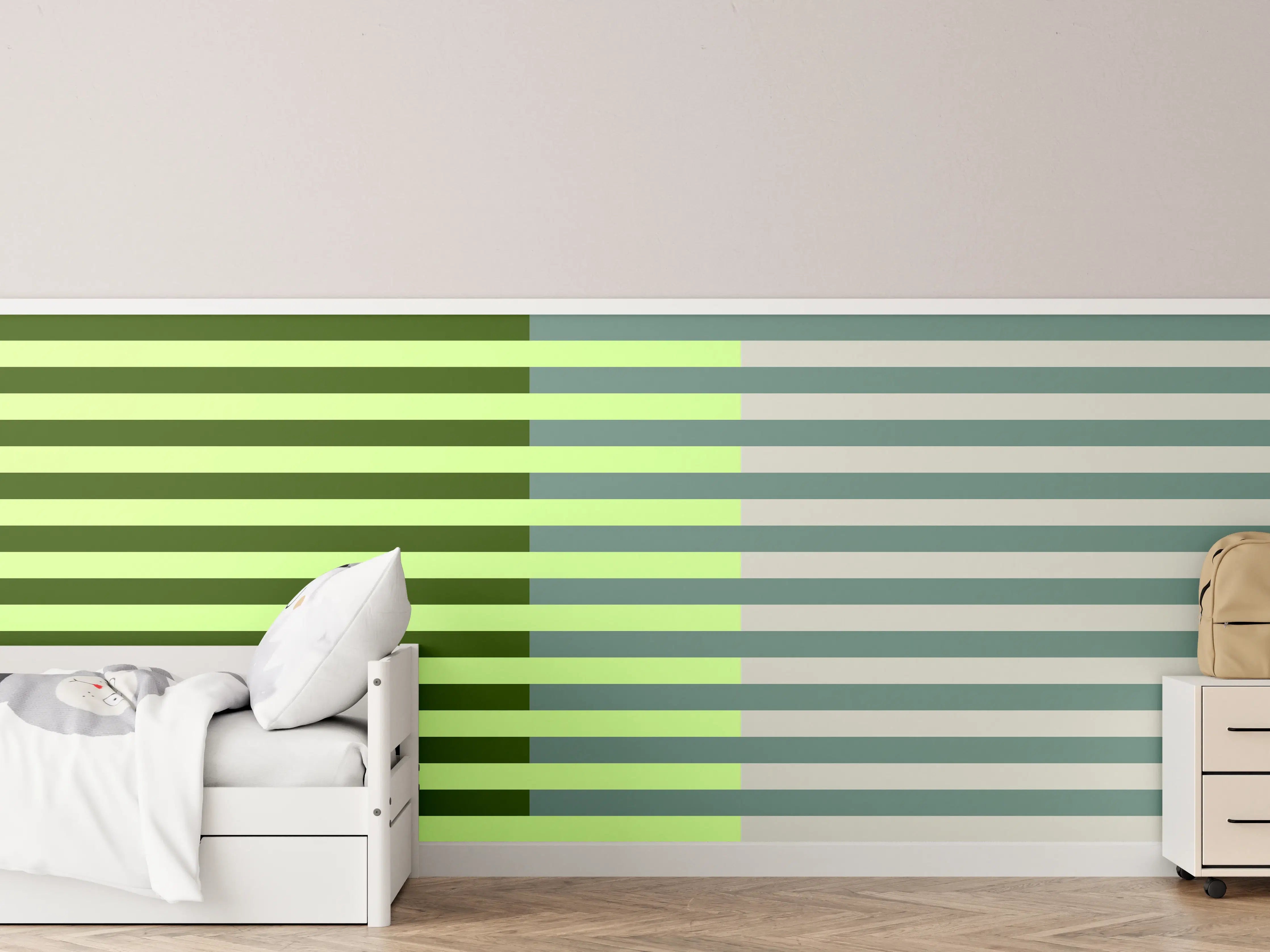 Kinderzimmer Wandgestaltung - The Greens - Multy Stripes - Granny Smith
