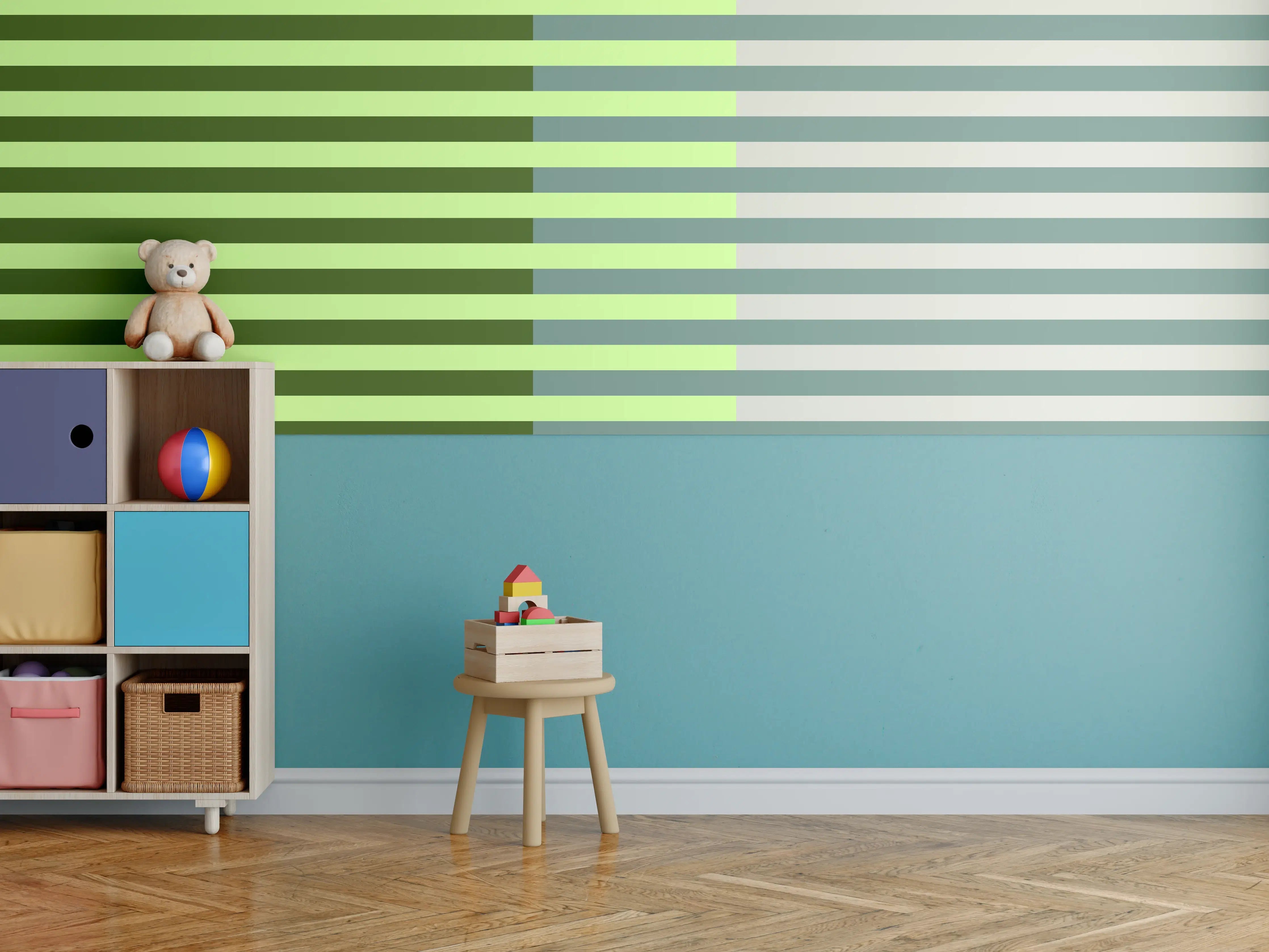 Kinderzimmer Wandgestaltung - The Greens - Multy Stripes - Granny Smith