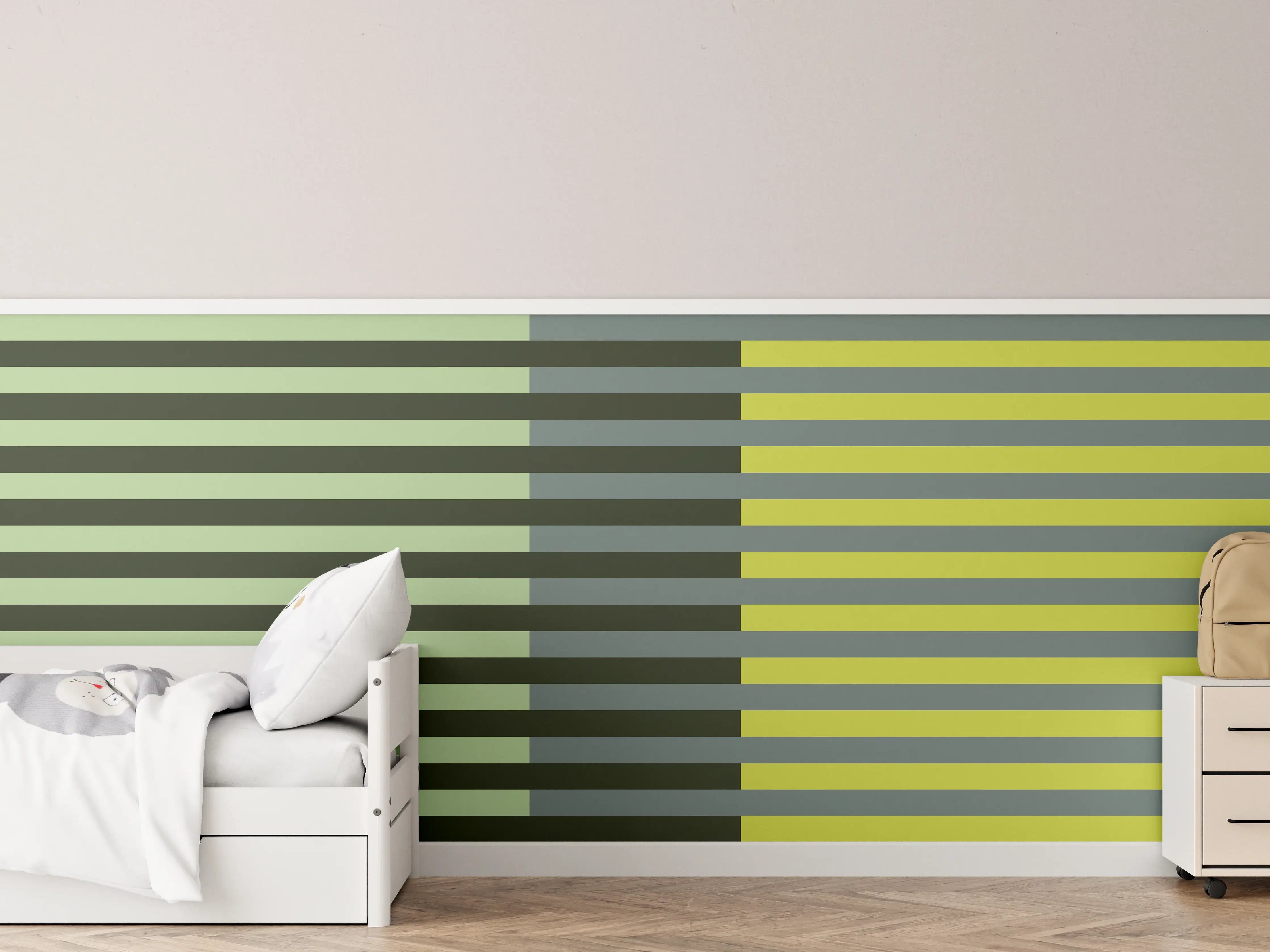 Kinderzimmer Wandgestaltung - The Greens - Multy Stripes - Matcha
