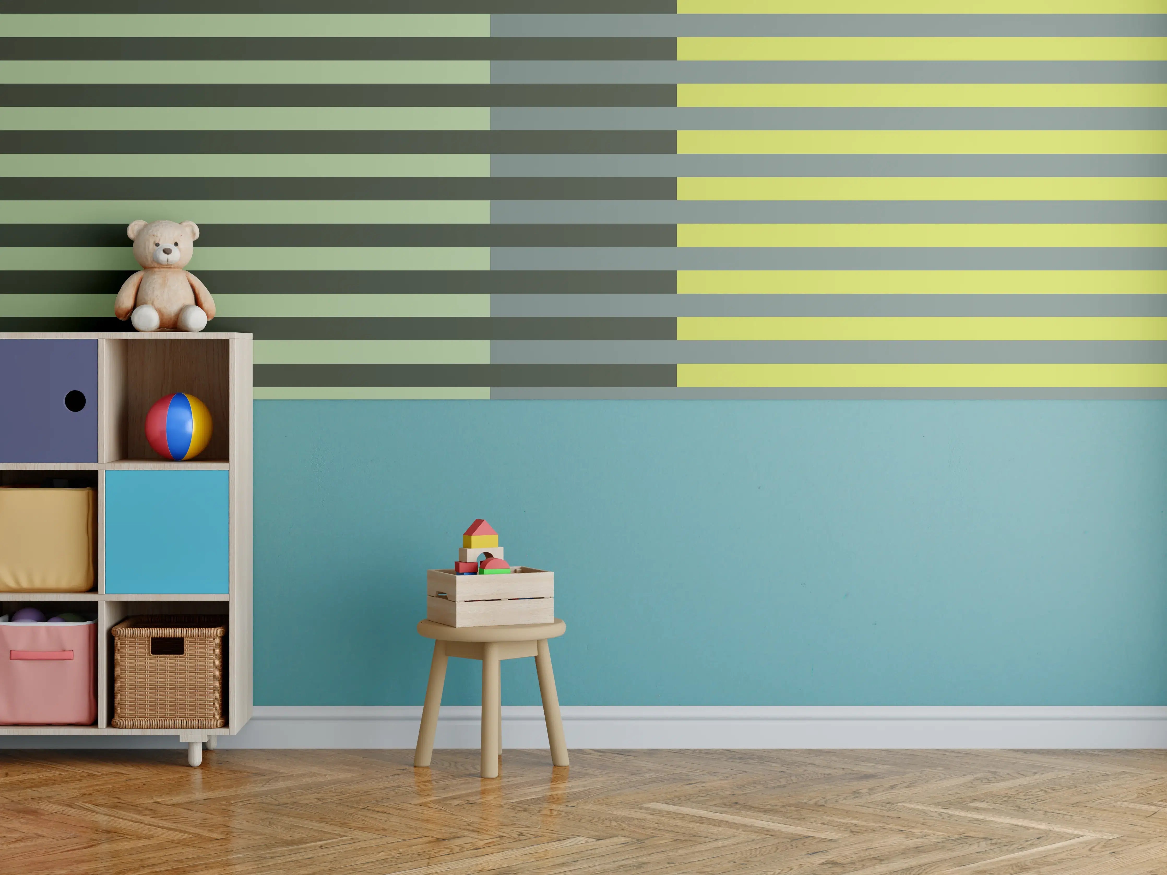Kinderzimmer Wandgestaltung - The Greens - Multy Stripes - Matcha