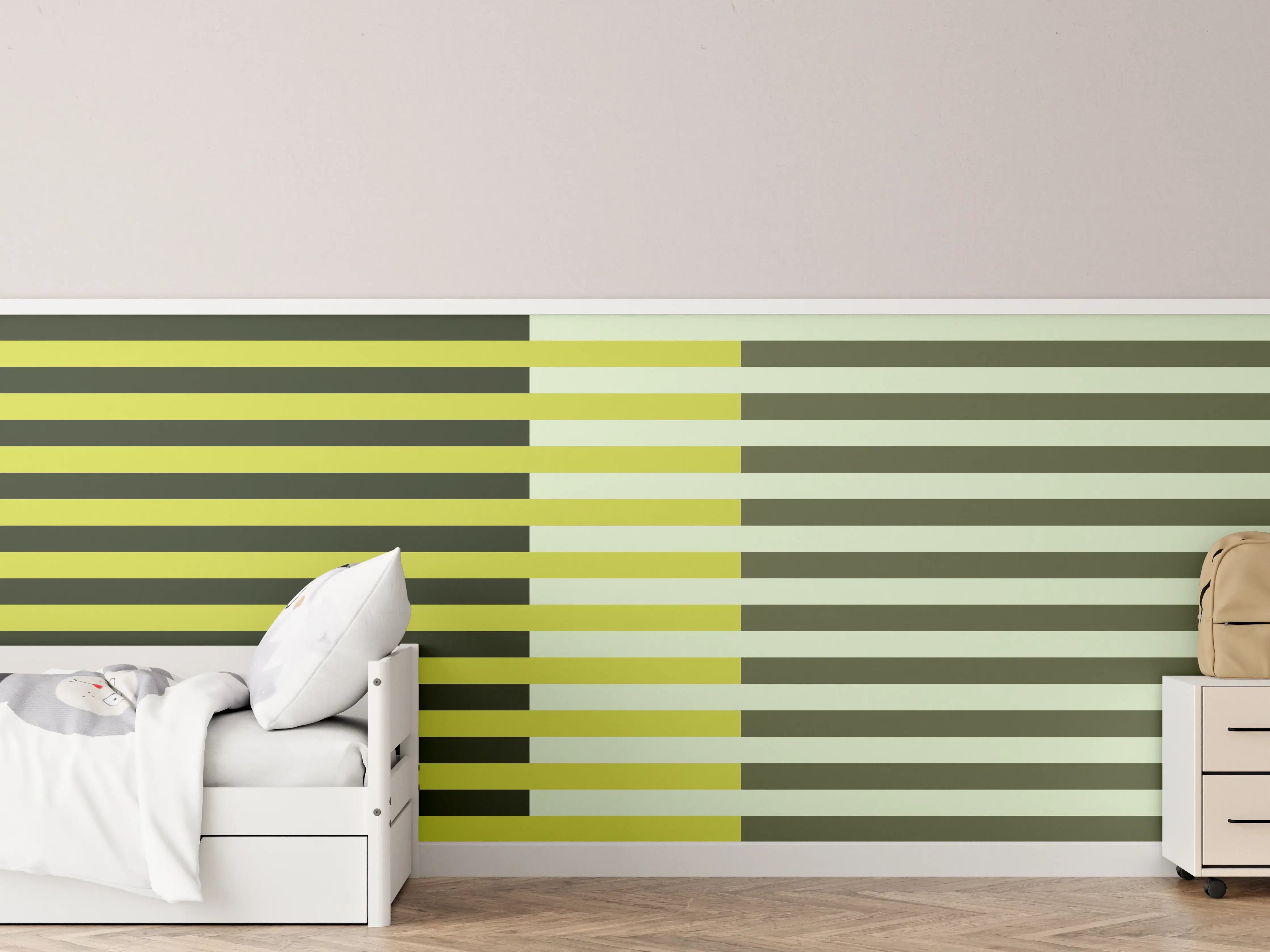 Kinderzimmer Wandgestaltung - The Greens - Multy Stripes - Olive
