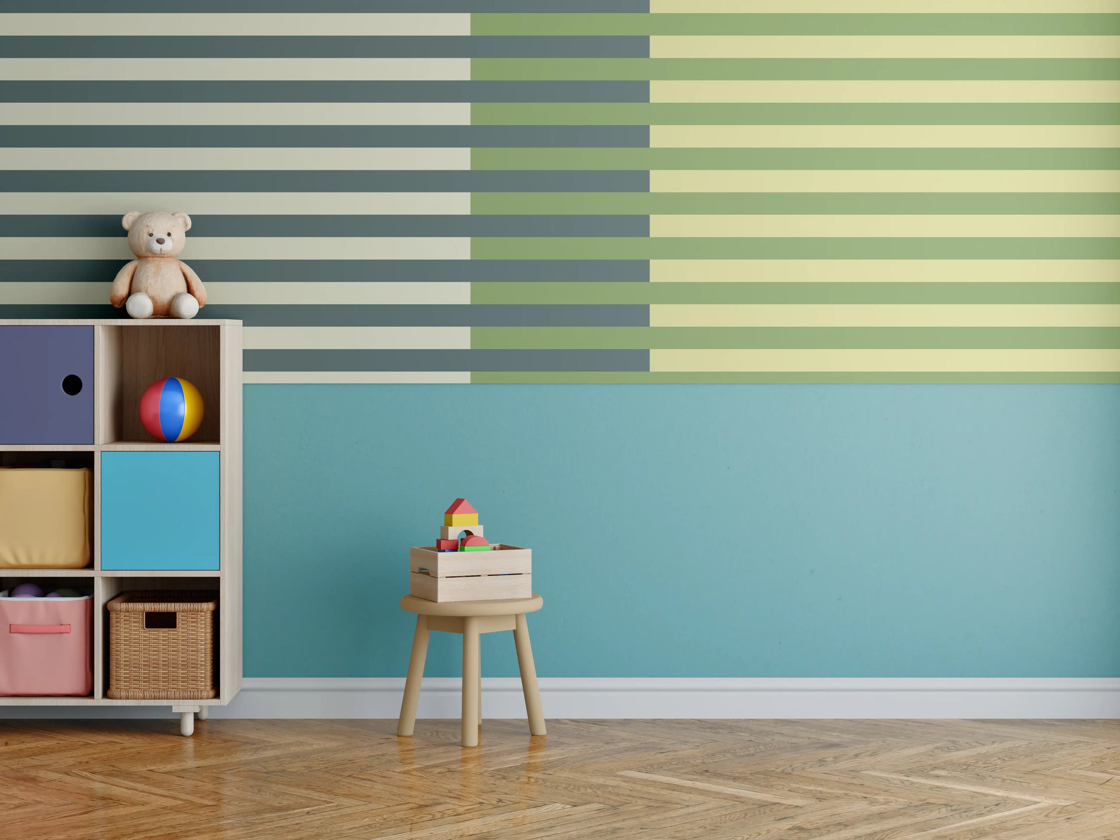 Kinderzimmer Wandgestaltung - The Greens - Multy Stripes - Pistachio