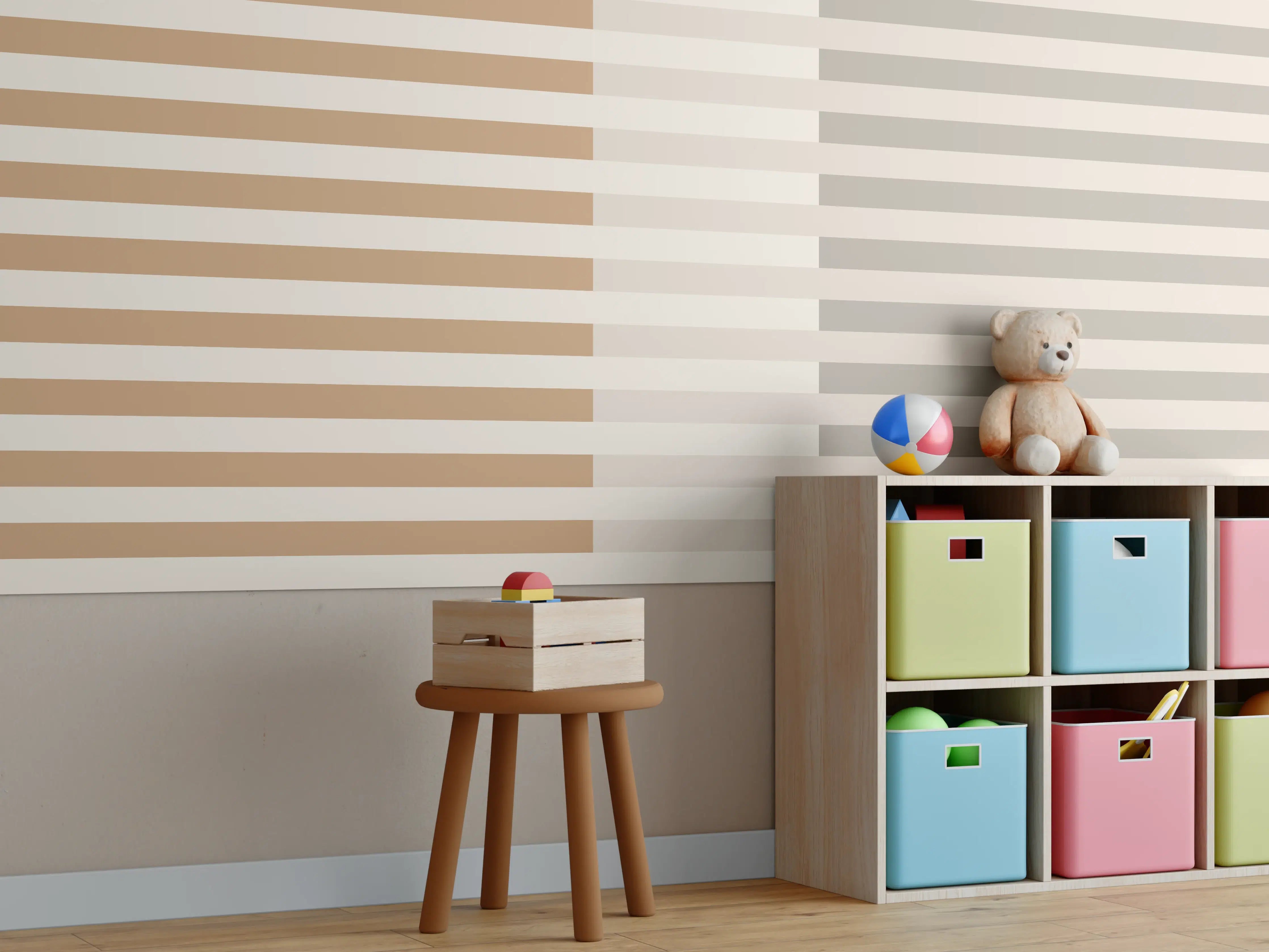 Kinderzimmer Wandgestaltung - The Nudes - Multy Stripes - Caramel
