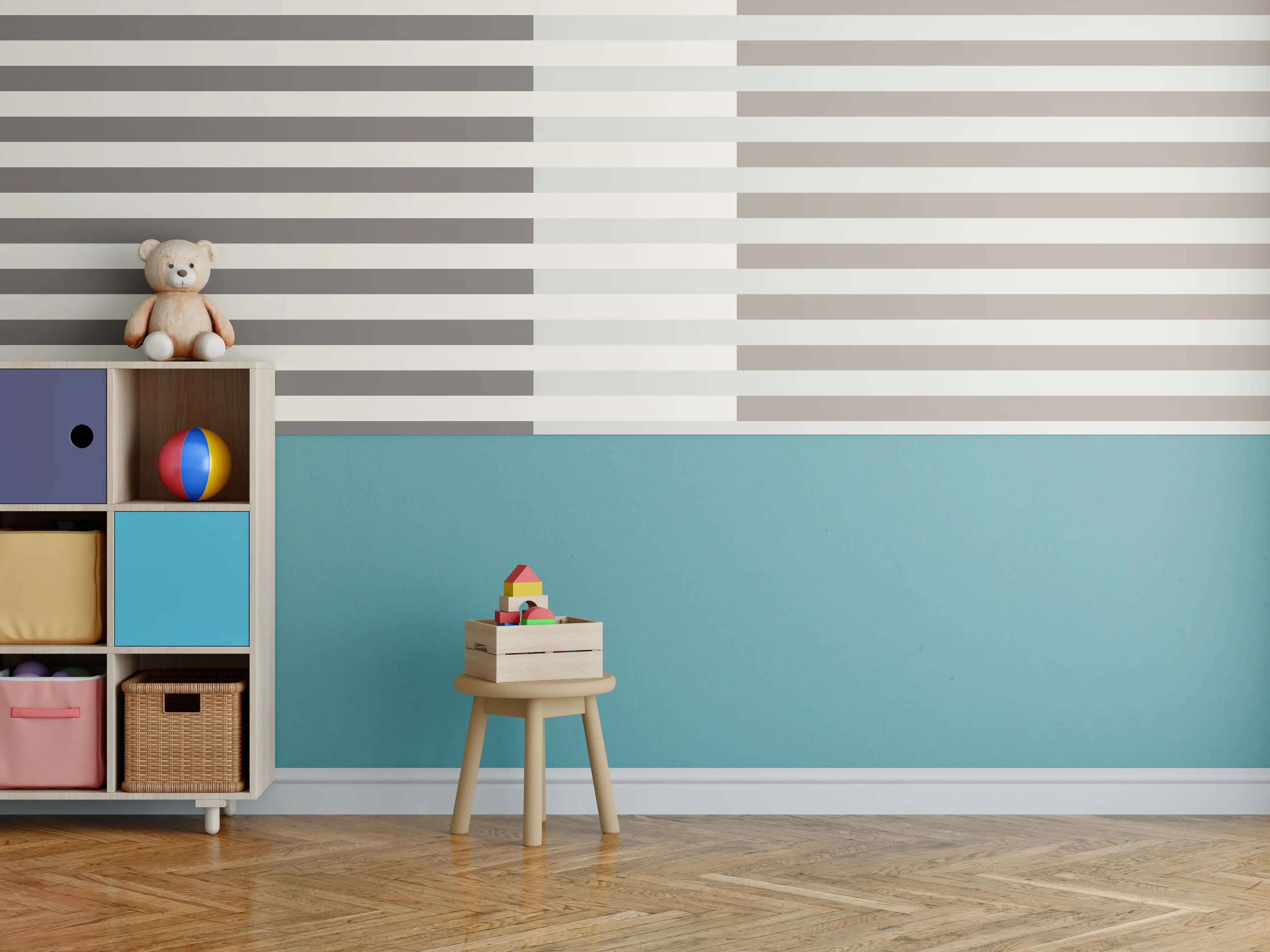 Kinderzimmer Wandgestaltung - The Nudes - Multy Stripes - Fog