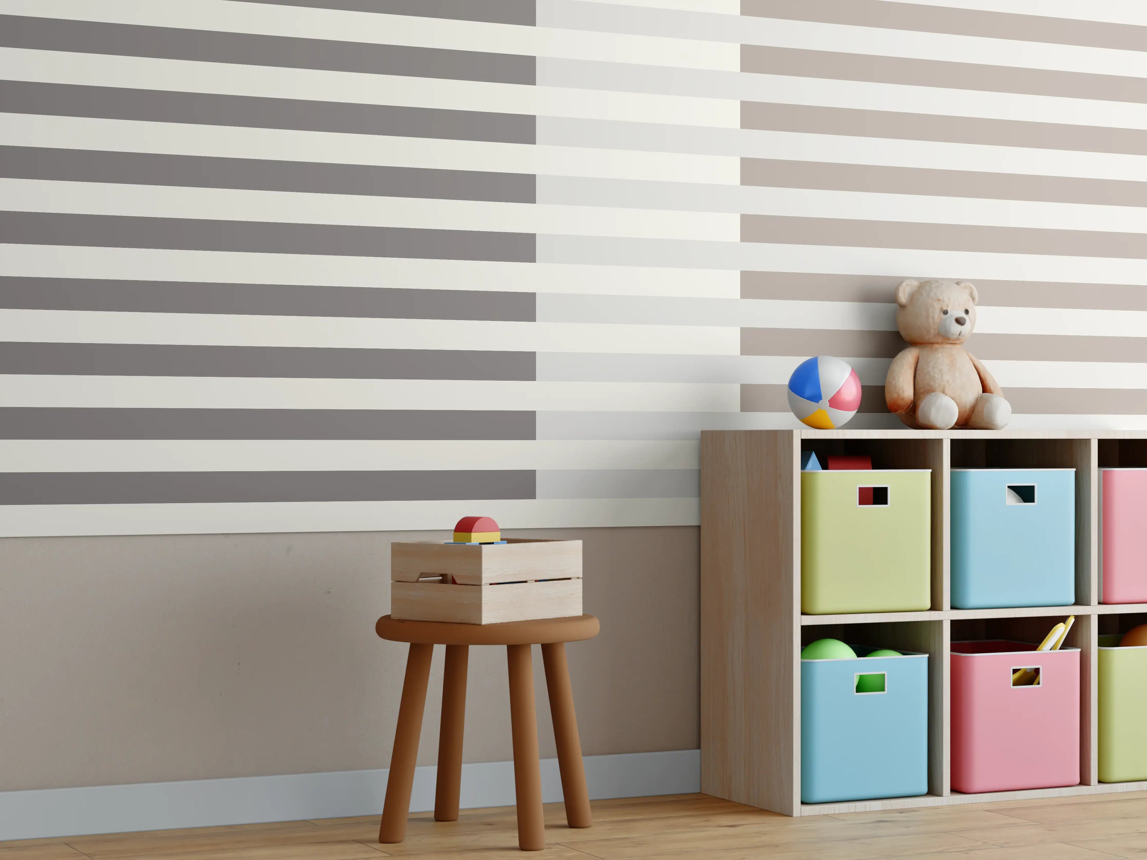 Kinderzimmer Wandgestaltung - The Nudes - Multy Stripes - Fog