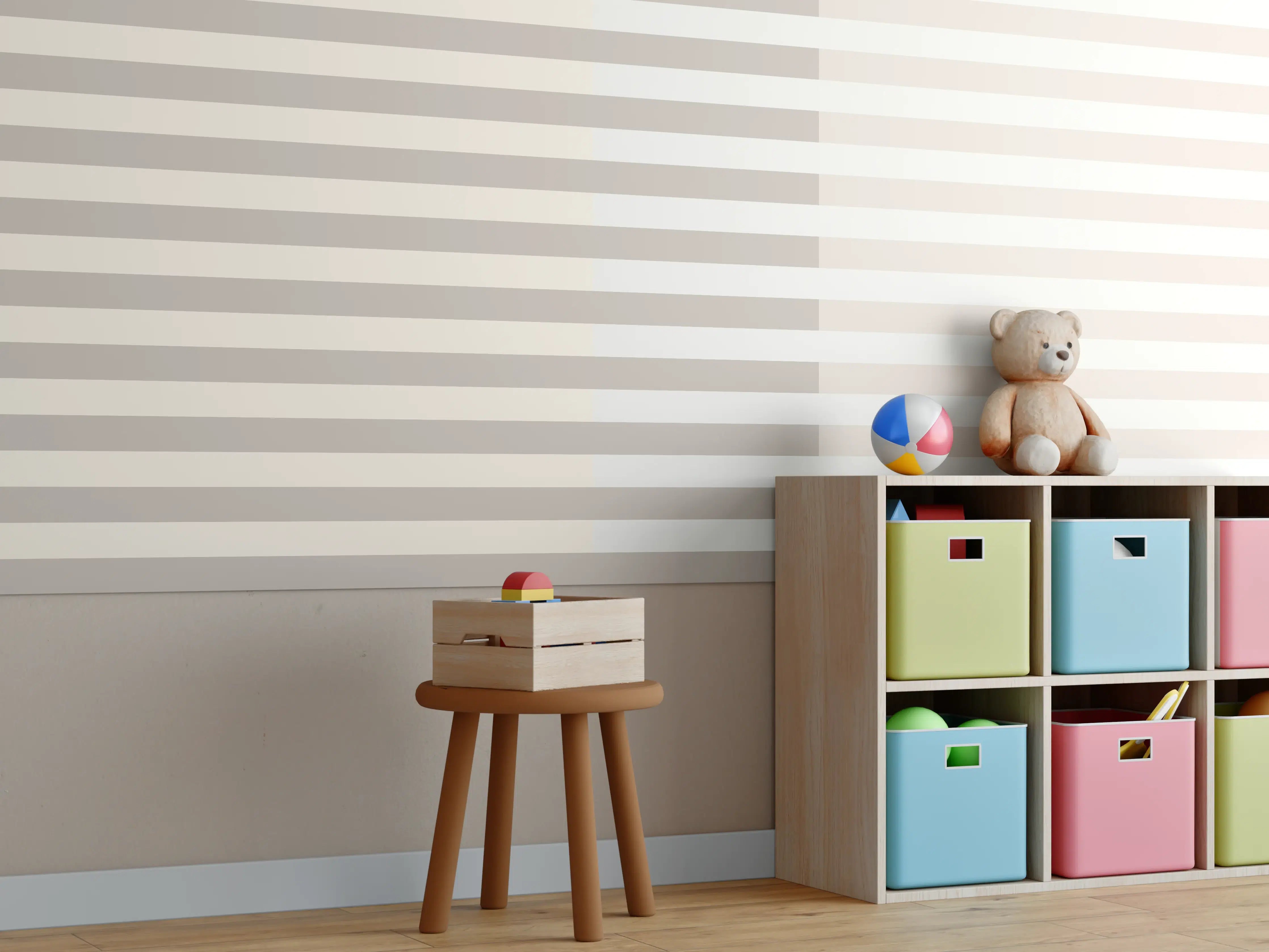 Kinderzimmer Wandgestaltung - The Nudes - Multy Stripes - Latte