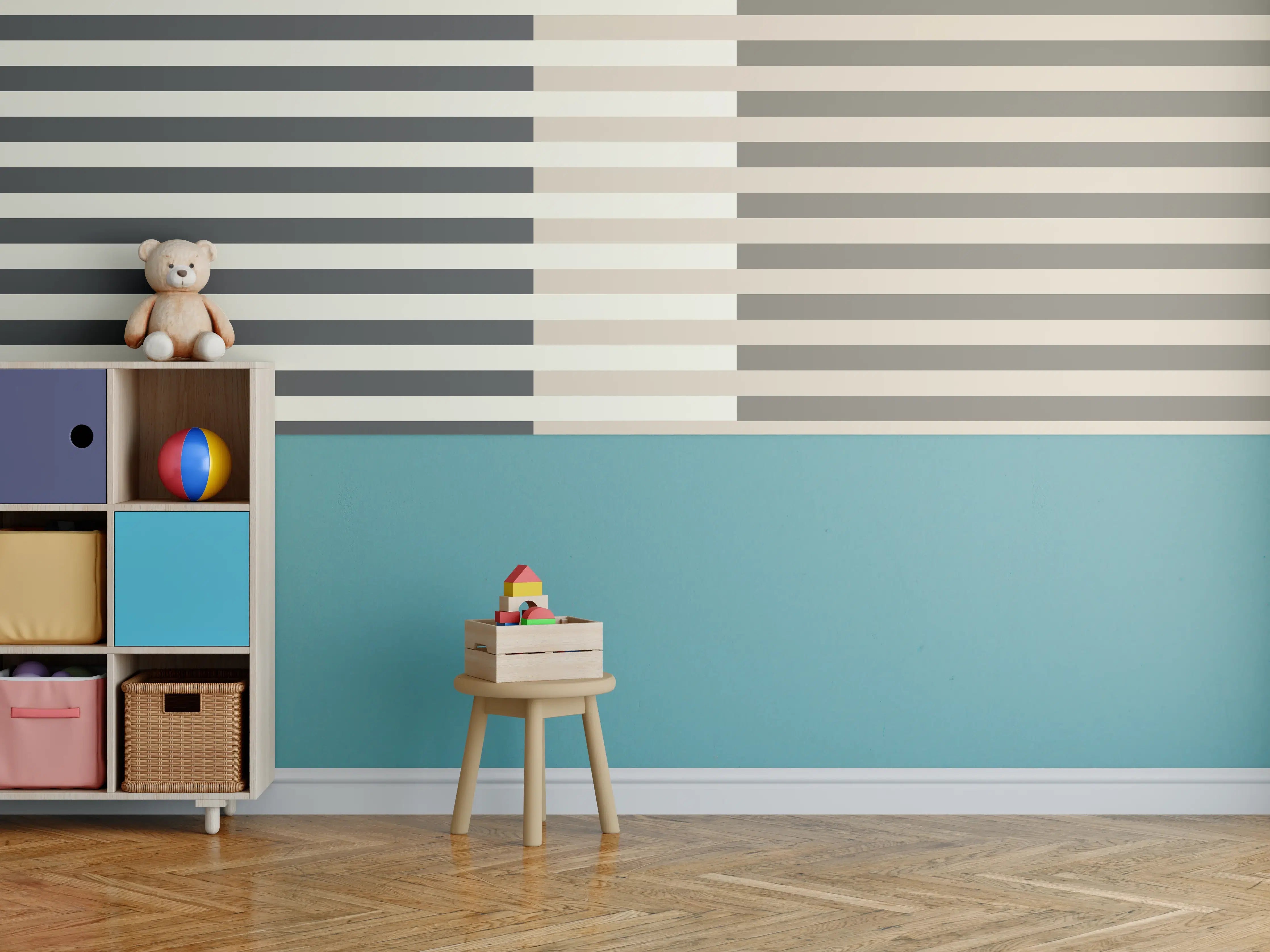 Kinderzimmer Wandgestaltung - The Nudes - Multy Stripes - Toffee