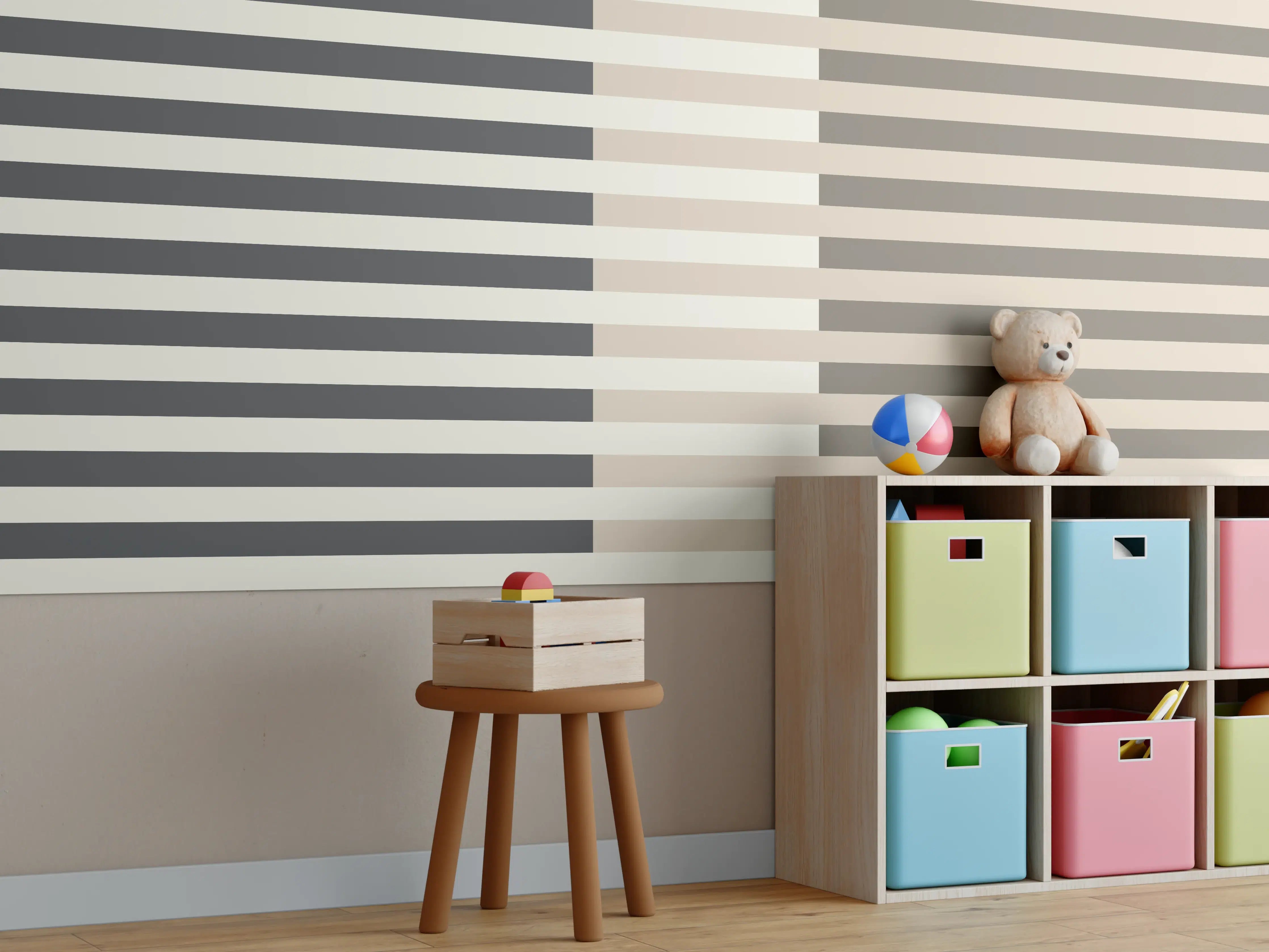 Kinderzimmer Wandgestaltung - The Nudes - Multy Stripes - Toffee