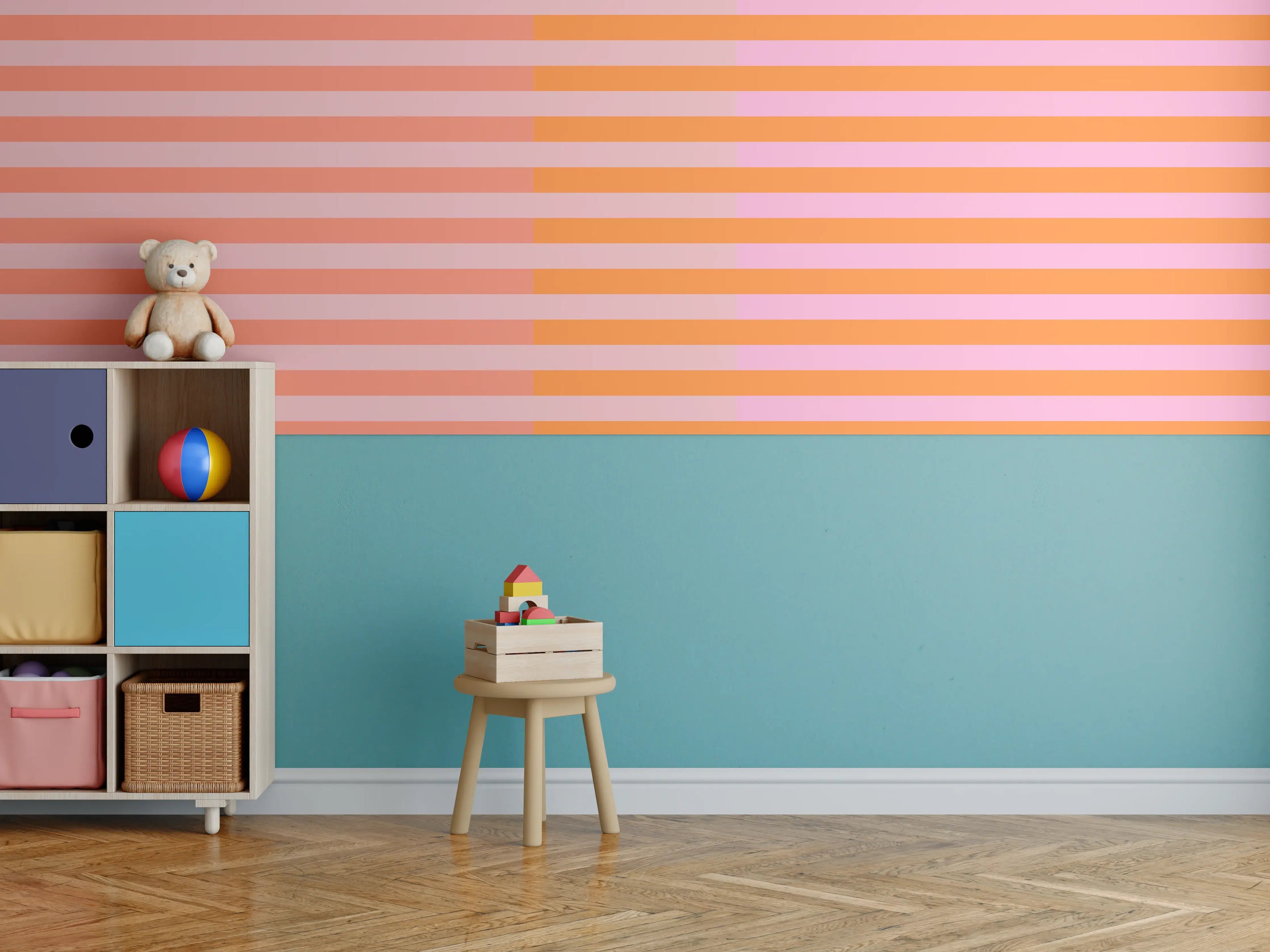 Kinderzimmer Wandgestaltung - The Oranges - Multy Stripes - Coral