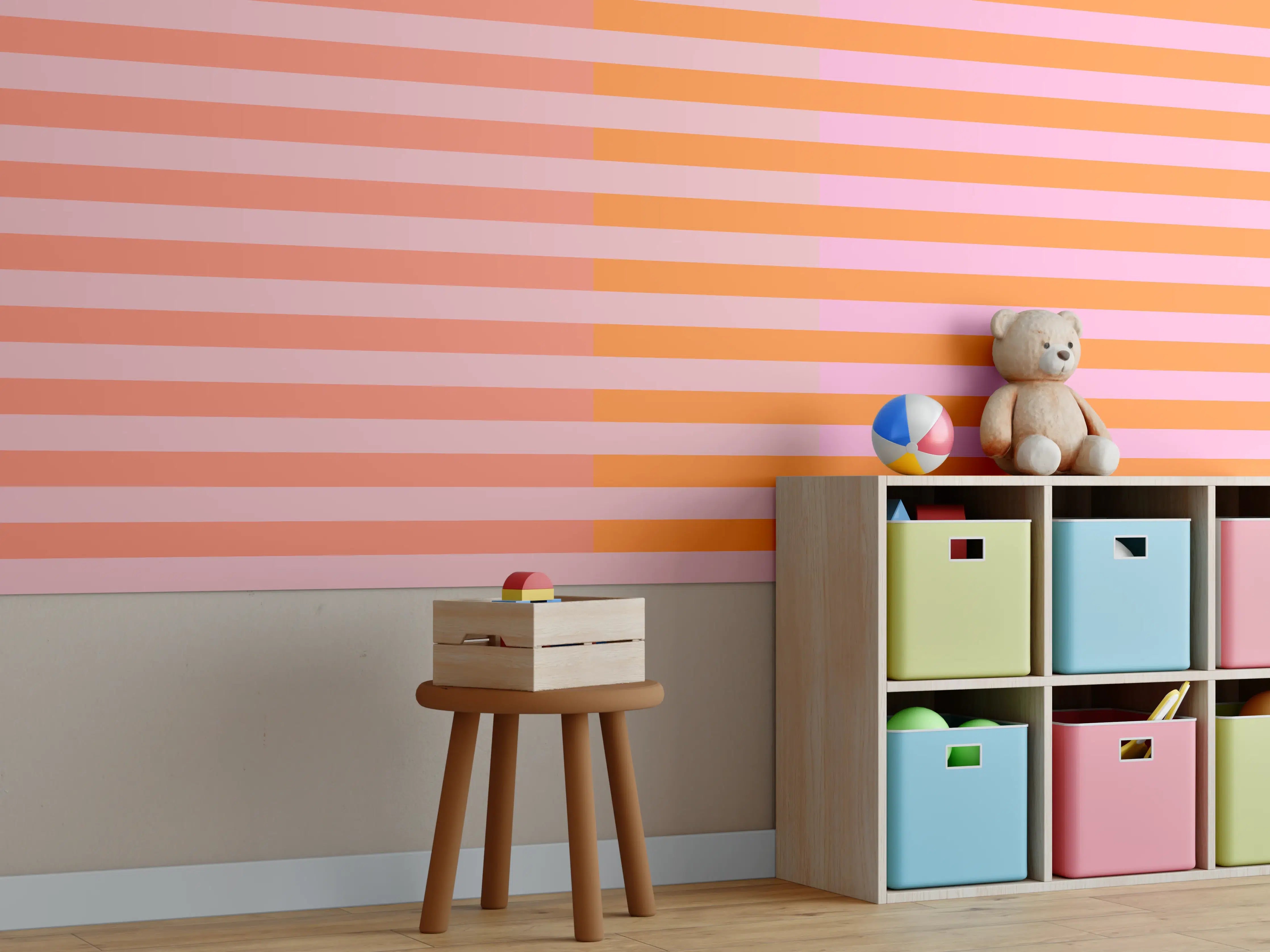 Kinderzimmer Wandgestaltung - The Oranges - Multy Stripes - Coral