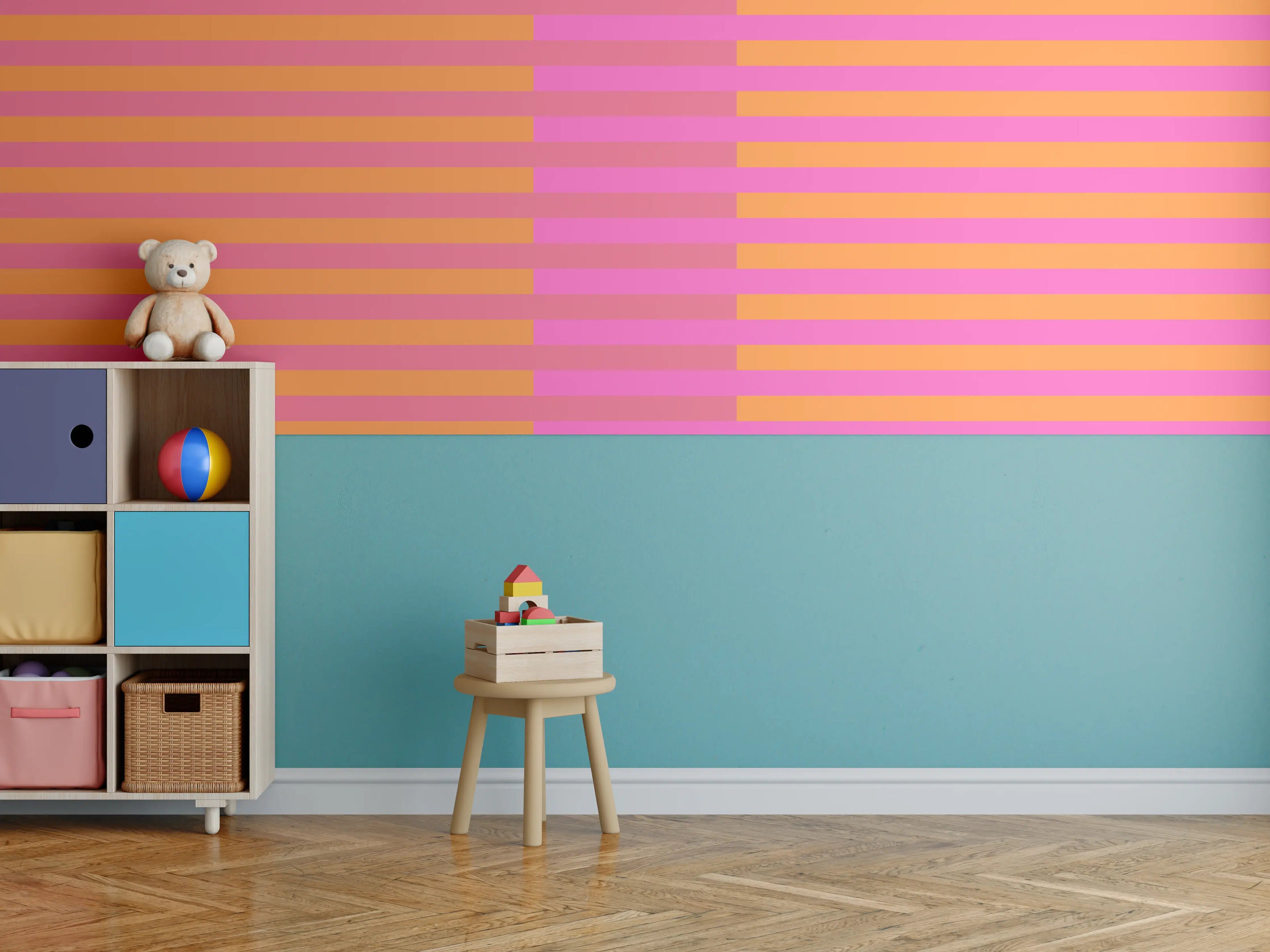 Kinderzimmer Wandgestaltung - The Oranges - Multy Stripes - Fuchsia