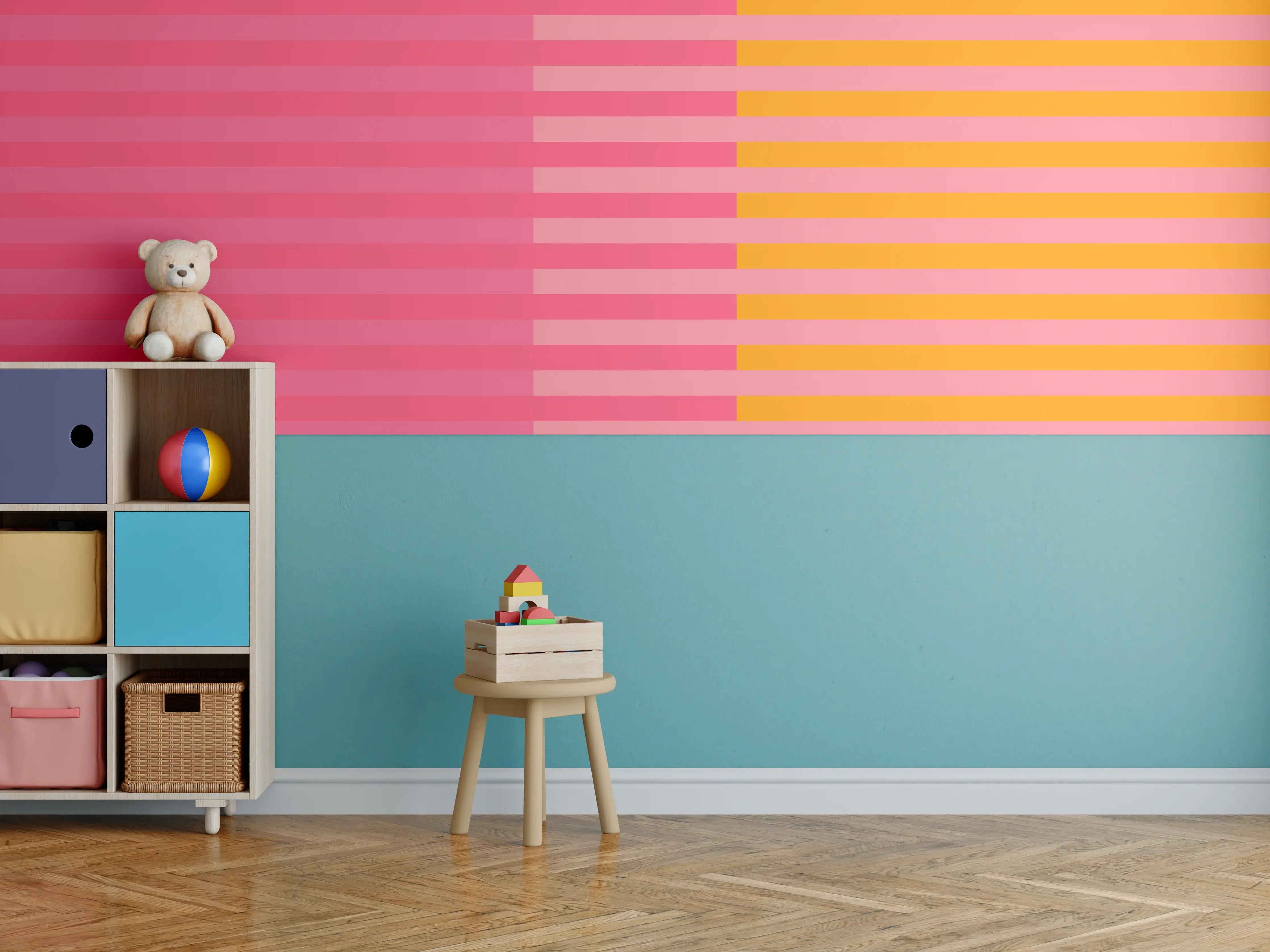 Kinderzimmer Wandgestaltung - The Oranges - Multy Stripes - Raspberry