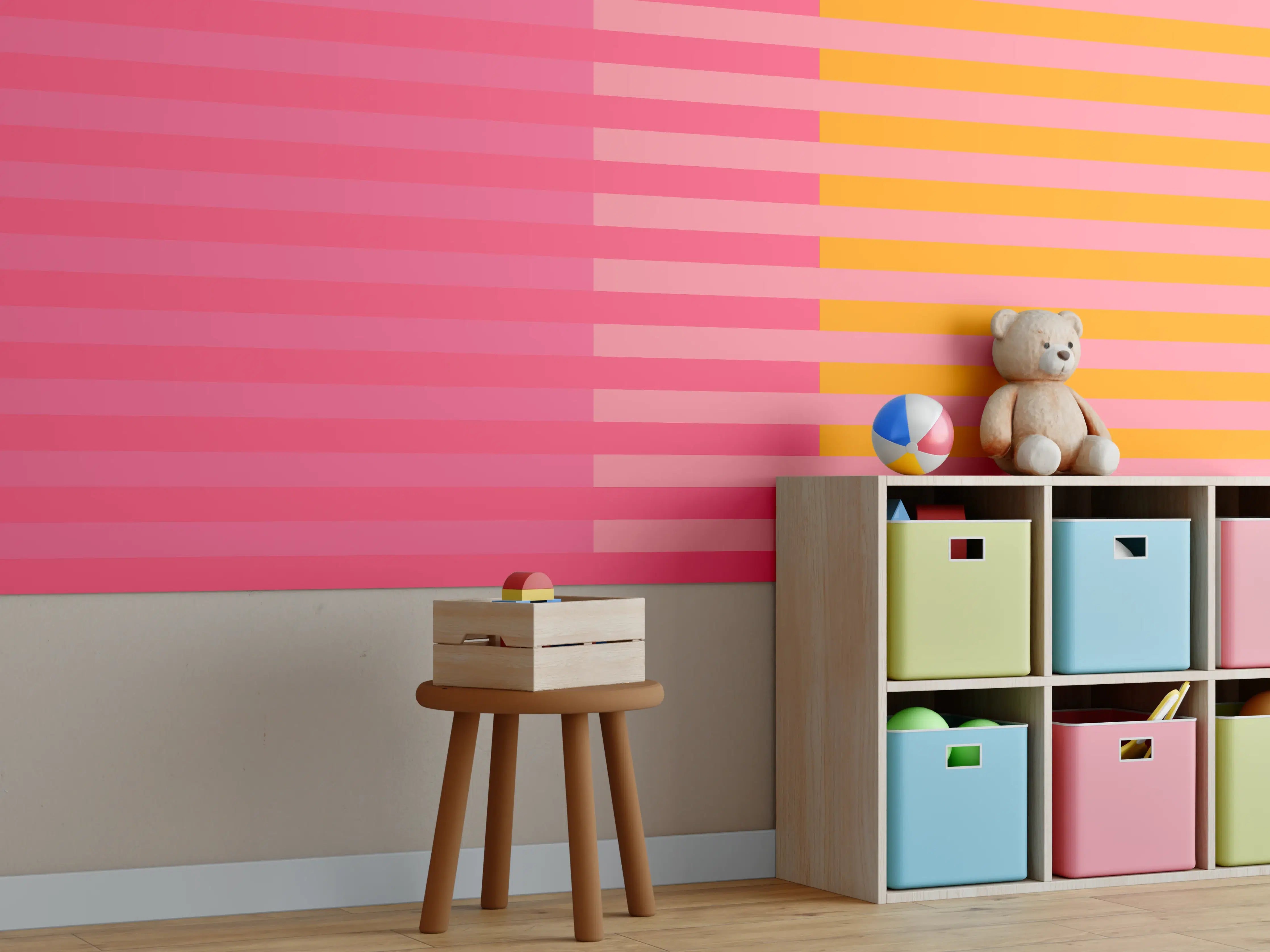 Kinderzimmer Wandgestaltung - The Oranges - Multy Stripes - Raspberry