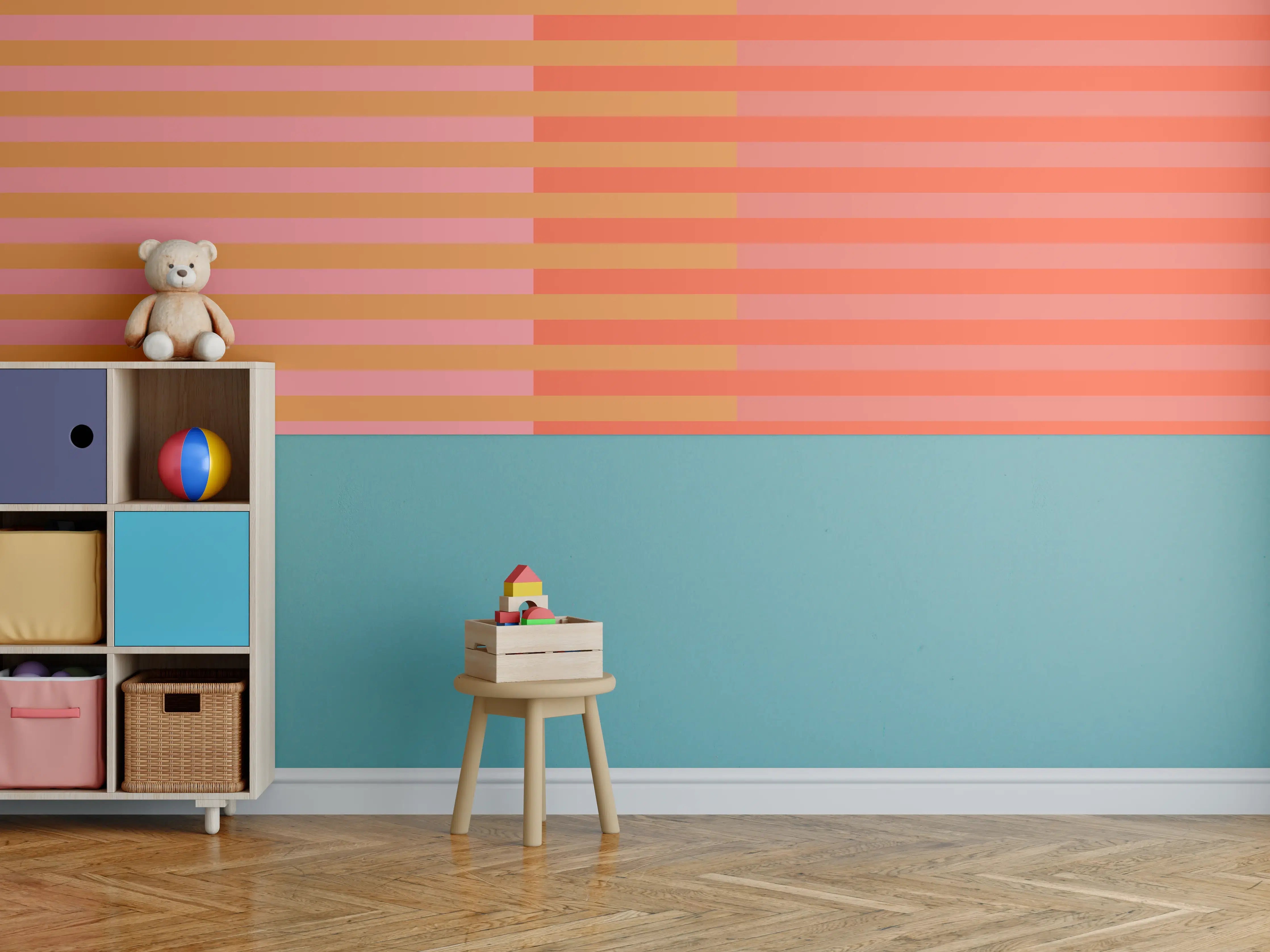 Kinderzimmer Wandgestaltung - The Oranges - Multy Stripes - Salmon