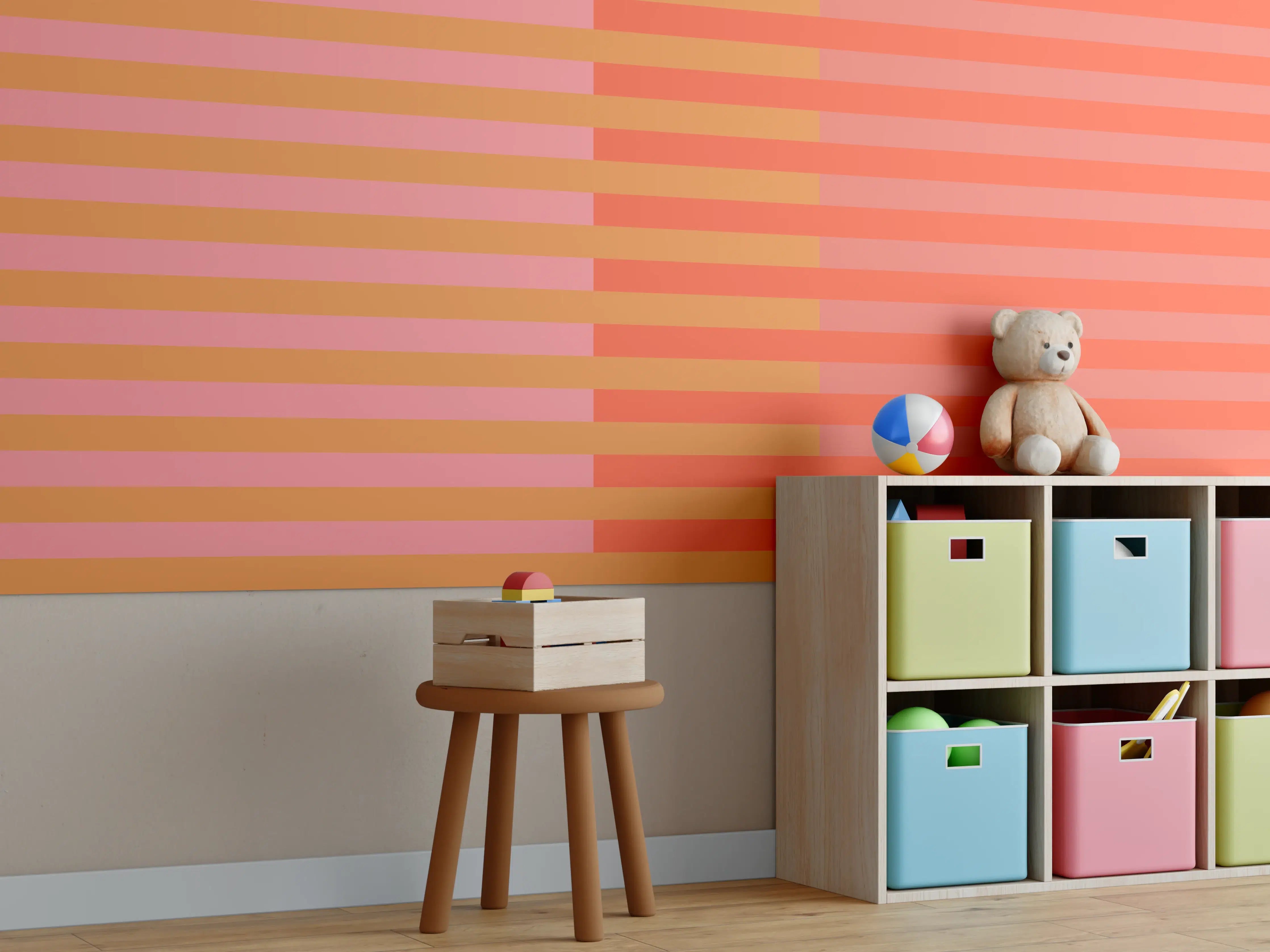 Kinderzimmer Wandgestaltung - The Oranges - Multy Stripes - Salmon